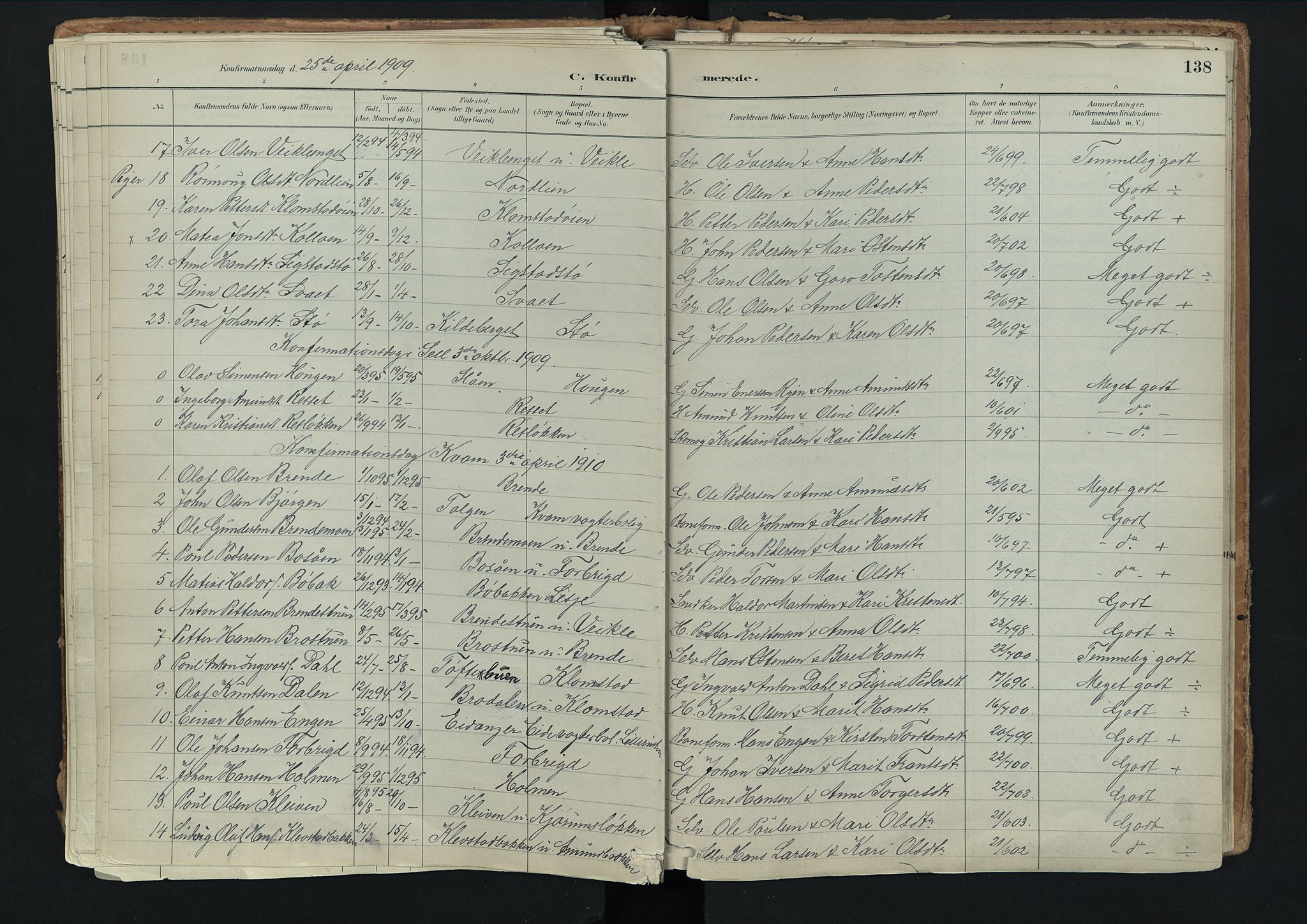 Nord-Fron prestekontor, SAH/PREST-080/H/Ha/Haa/L0003: Parish register (official) no. 3, 1884-1914, p. 138