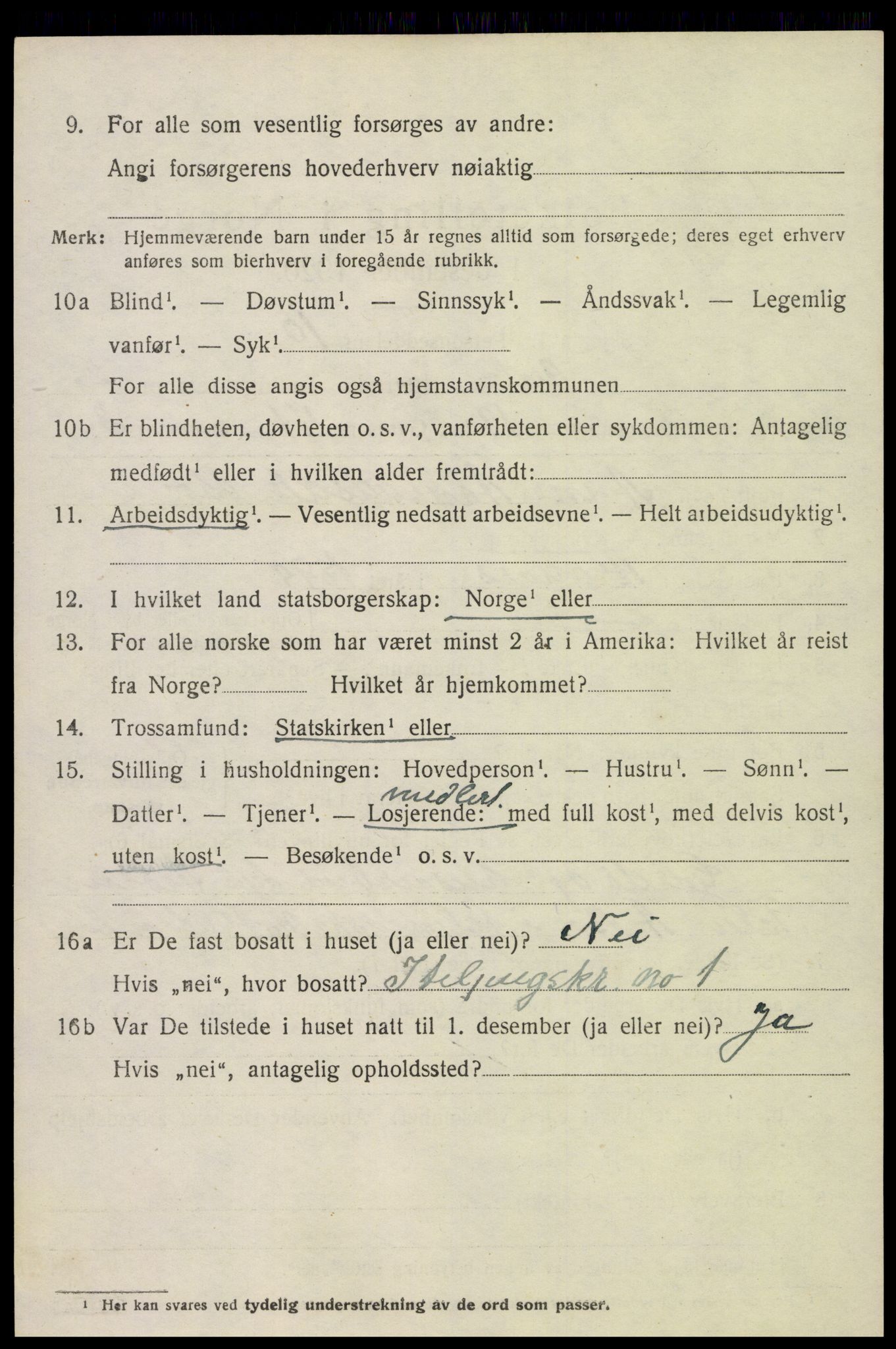 SAK, 1920 census for Valle, 1920, p. 1152