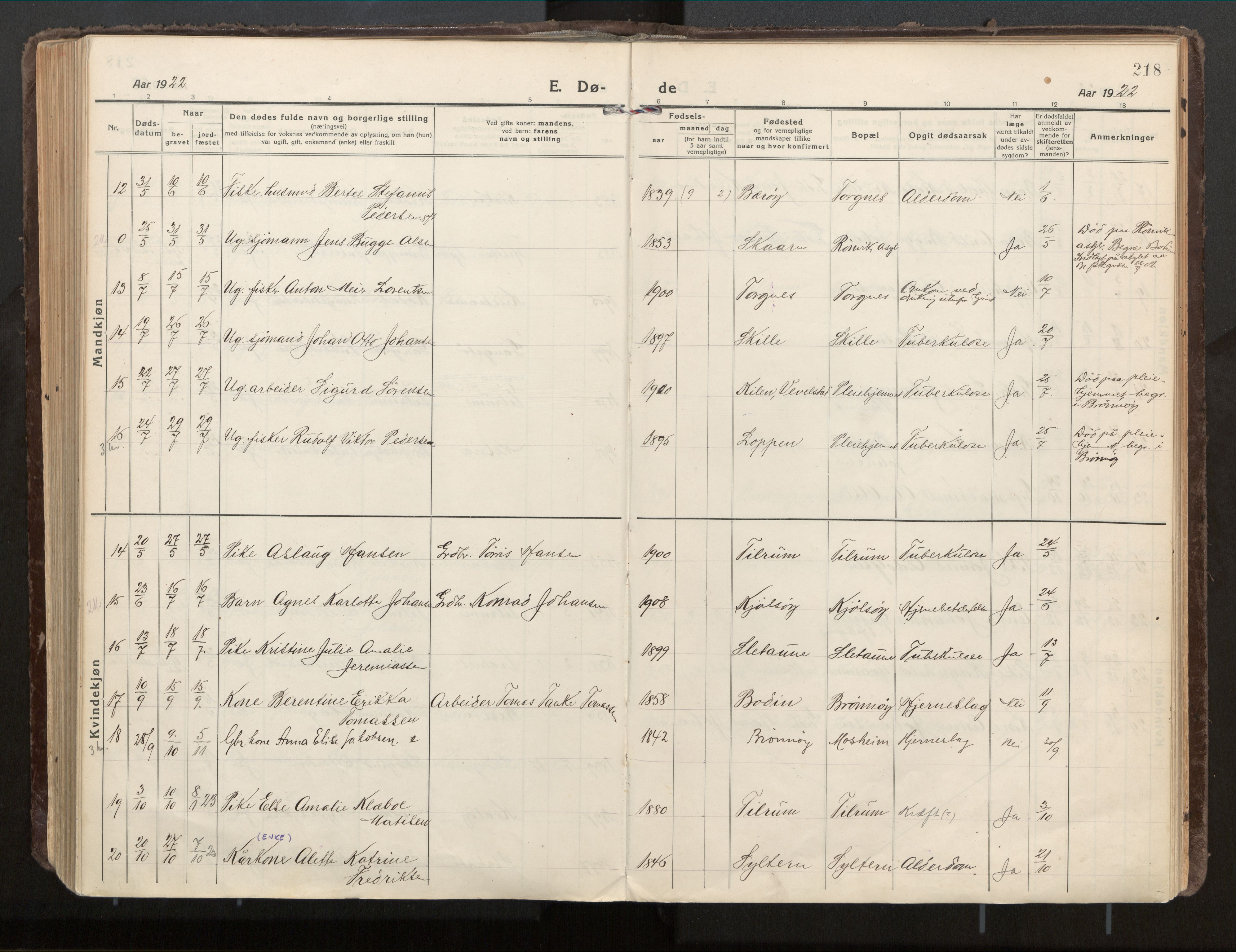 Ministerialprotokoller, klokkerbøker og fødselsregistre - Nordland, SAT/A-1459/813/L0207a: Parish register (official) no. 813A18, 1919-1927, p. 218