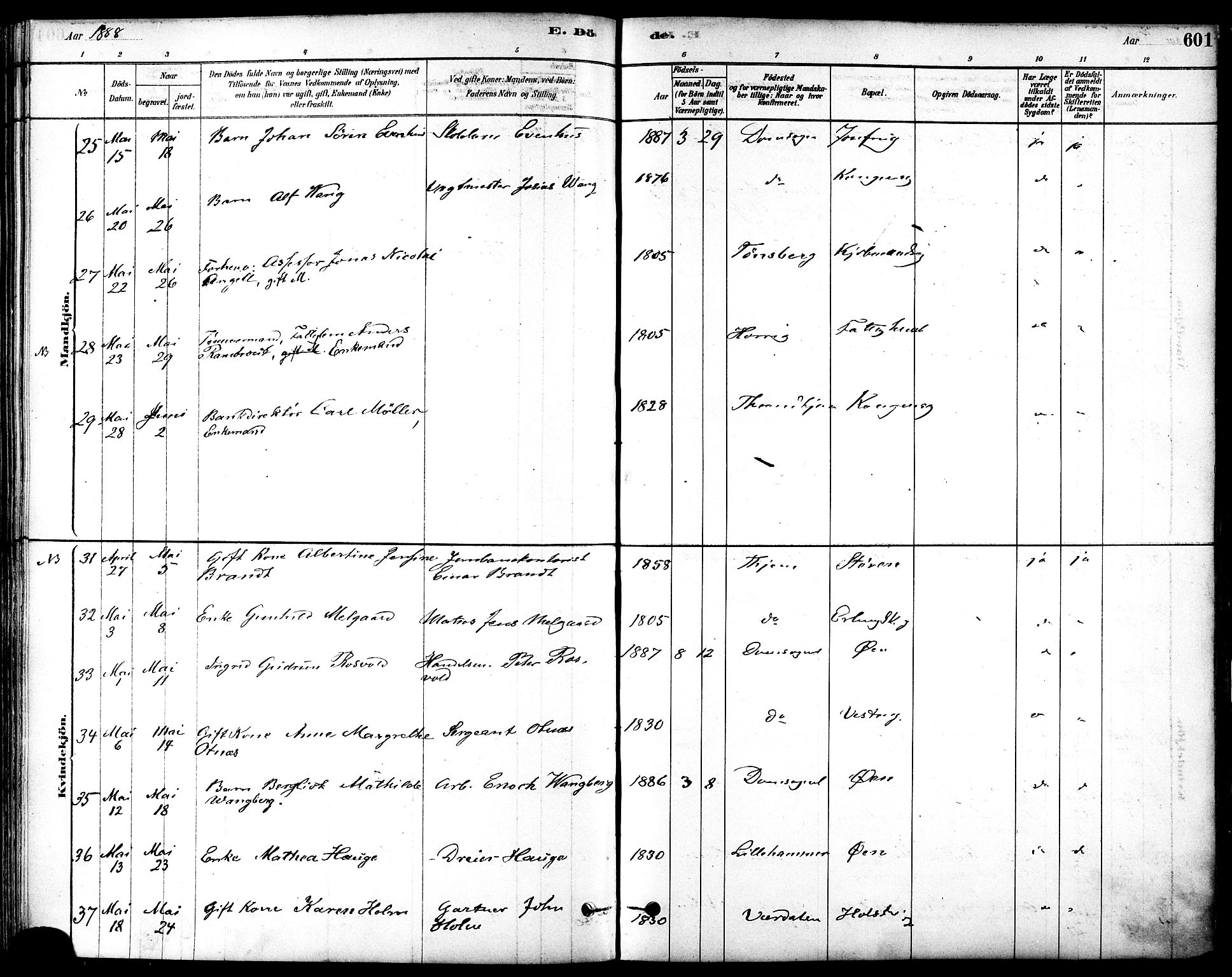 Ministerialprotokoller, klokkerbøker og fødselsregistre - Sør-Trøndelag, AV/SAT-A-1456/601/L0058: Parish register (official) no. 601A26, 1877-1891, p. 601