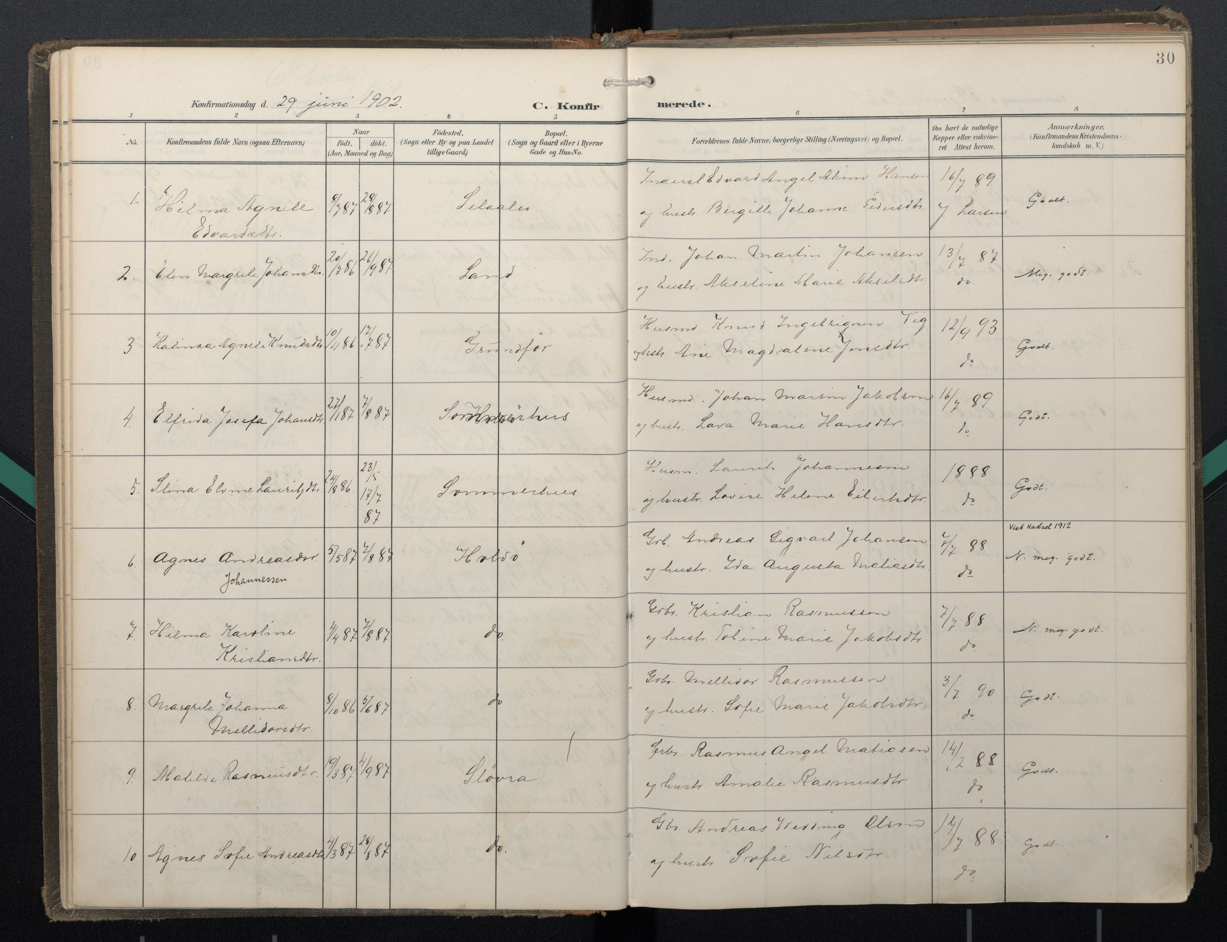 Ministerialprotokoller, klokkerbøker og fødselsregistre - Nordland, SAT/A-1459/888/L1247: Parish register (official) no. 888A13, 1900-1911, p. 30