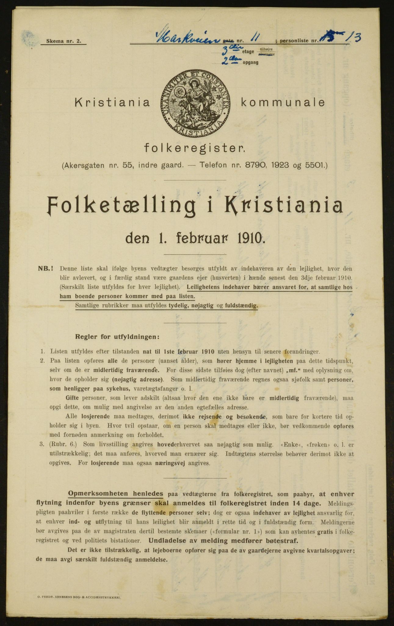 OBA, Municipal Census 1910 for Kristiania, 1910, p. 61157