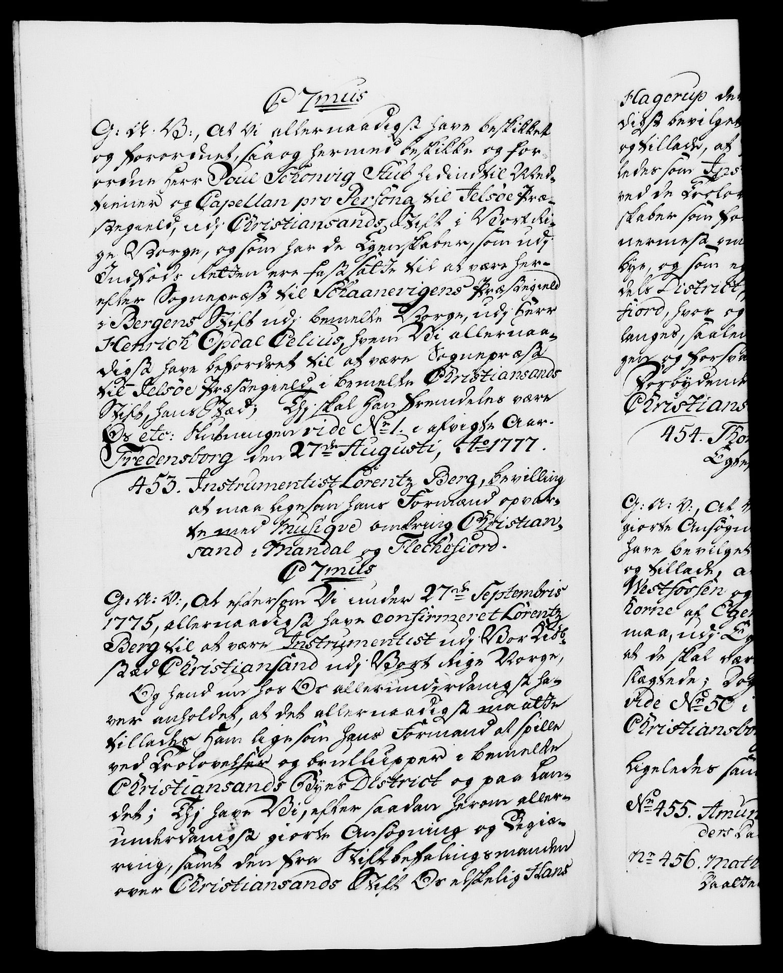 Danske Kanselli 1572-1799, AV/RA-EA-3023/F/Fc/Fca/Fcaa/L0047: Norske registre, 1776-1778, p. 581b