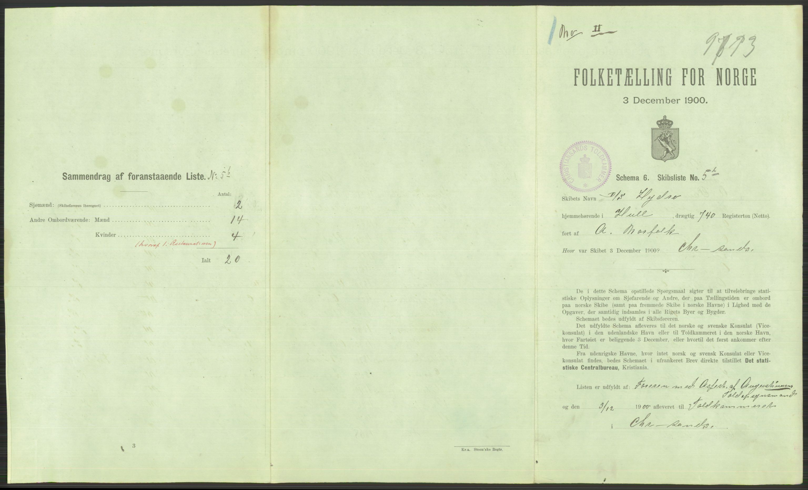 RA, 1900 Census - ship lists from ships in Norwegian harbours, harbours abroad and at sea, 1900, p. 731