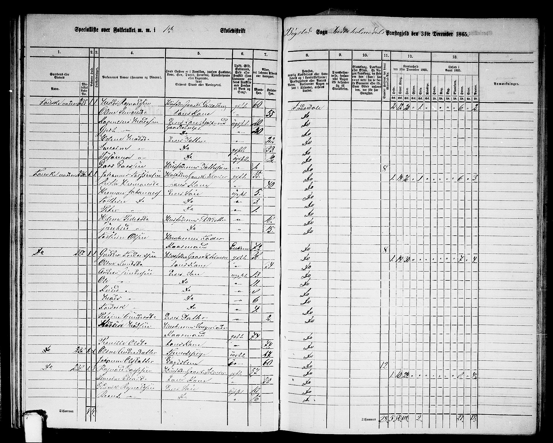 RA, 1865 census for Indre Holmedal, 1865, p. 33
