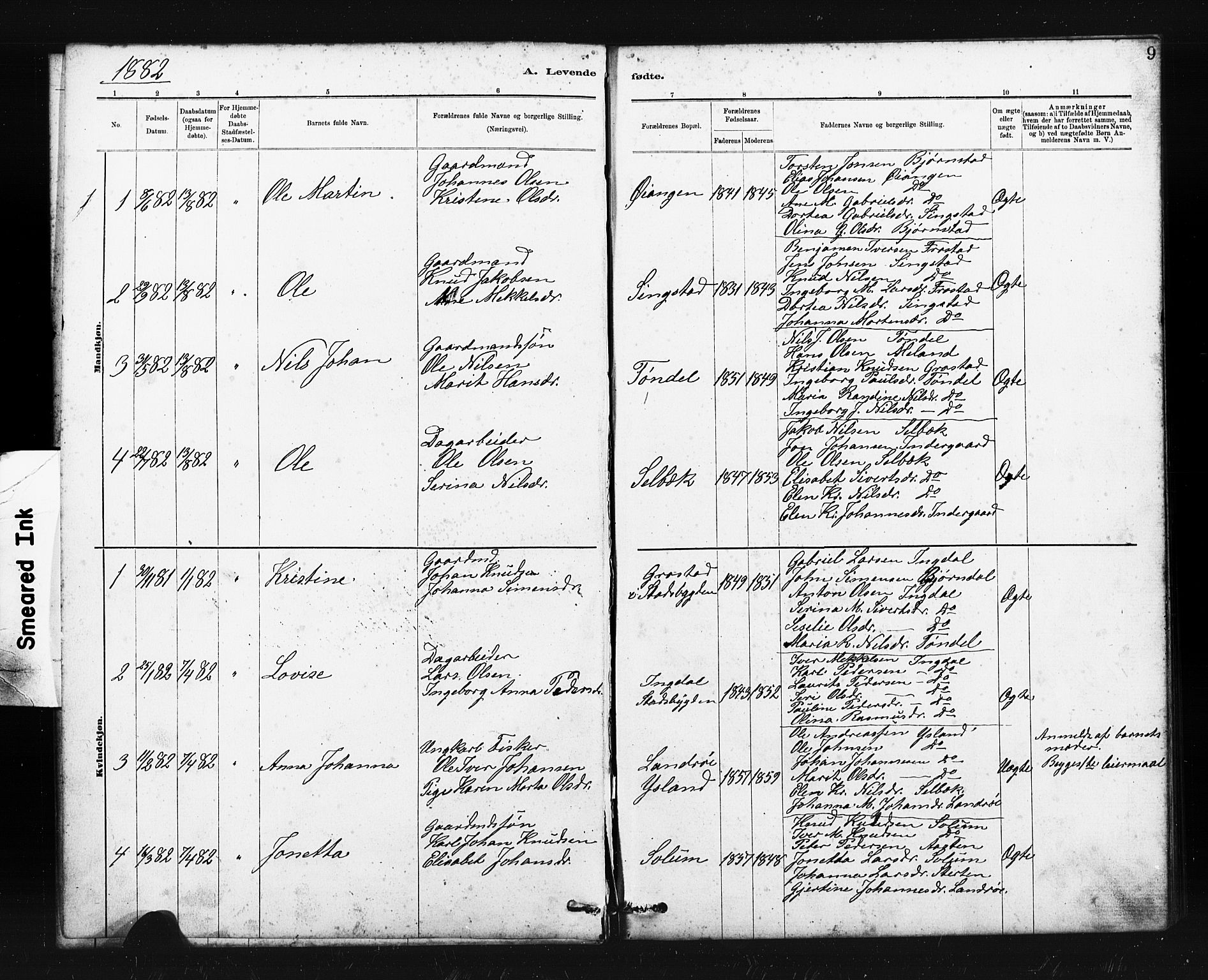 Ministerialprotokoller, klokkerbøker og fødselsregistre - Sør-Trøndelag, AV/SAT-A-1456/663/L0761: Parish register (copy) no. 663C01, 1880-1893, p. 9