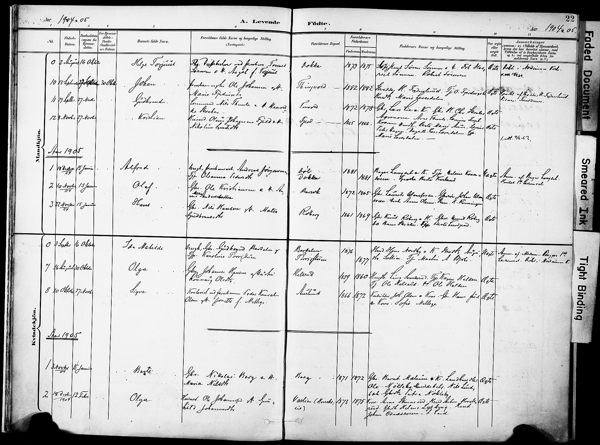 Nordre Land prestekontor, SAH/PREST-124/H/Ha/Haa/L0006: Parish register (official) no. 6, 1897-1914, p. 22