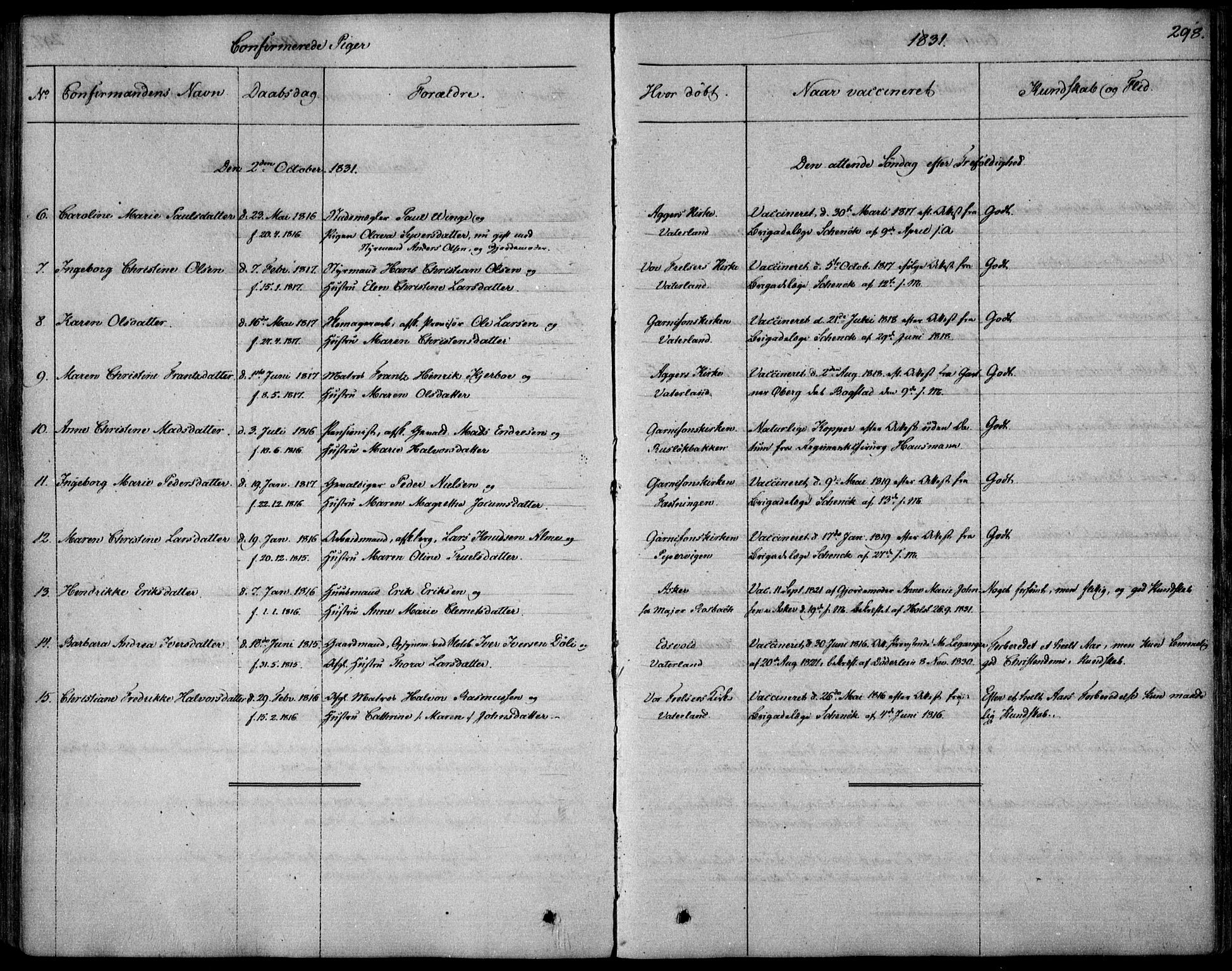 Garnisonsmenigheten Kirkebøker, SAO/A-10846/F/Fa/L0006: Parish register (official) no. 6, 1828-1841, p. 298