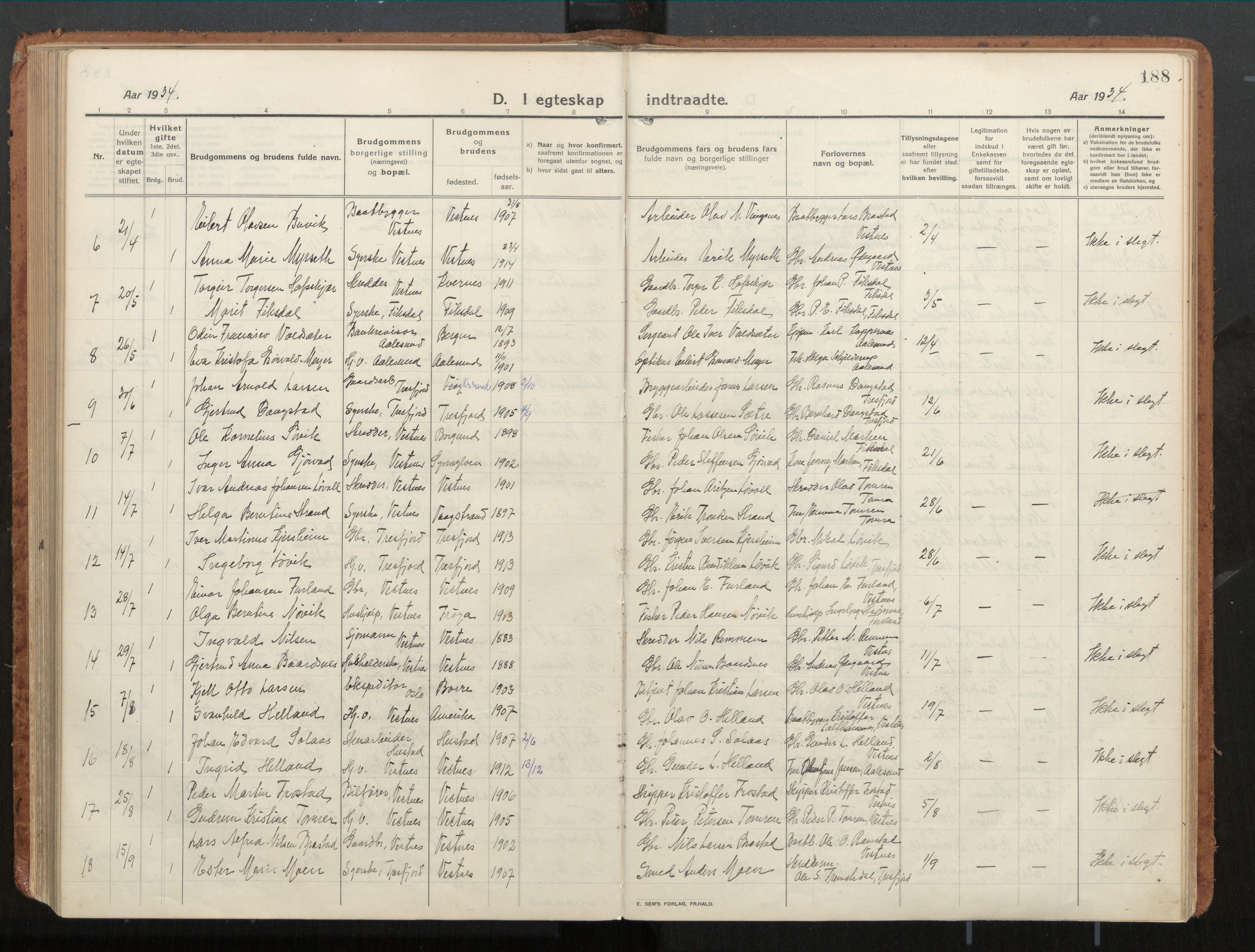 Ministerialprotokoller, klokkerbøker og fødselsregistre - Møre og Romsdal, AV/SAT-A-1454/539/L0534a: Parish register (official) no. 539A08, 1912-1935, p. 188