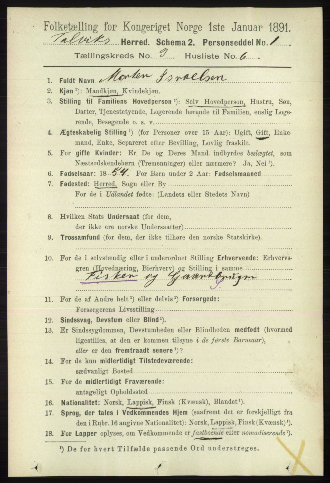 RA, 1891 census for 2013 Talvik, 1891, p. 2200