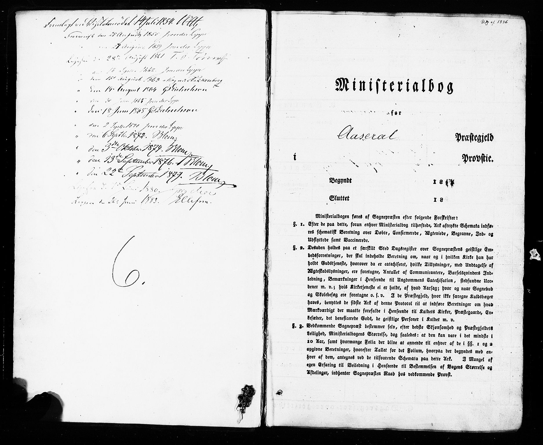 Åseral sokneprestkontor, SAK/1111-0051/F/Fa/L0002: Parish register (official) no. A 2, 1854-1884