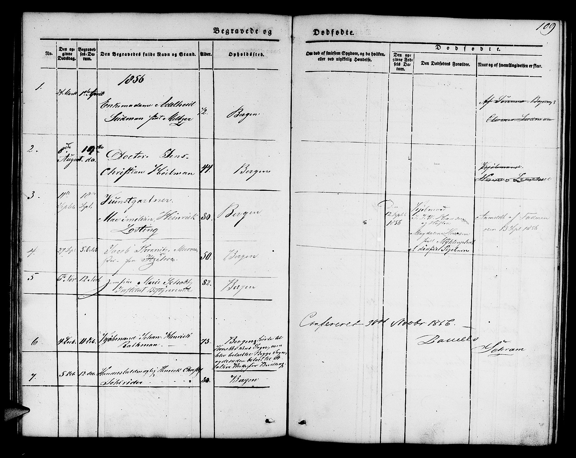 Mariakirken Sokneprestembete, SAB/A-76901/H/Hab/L0002: Parish register (copy) no. A 2, 1846-1862, p. 109