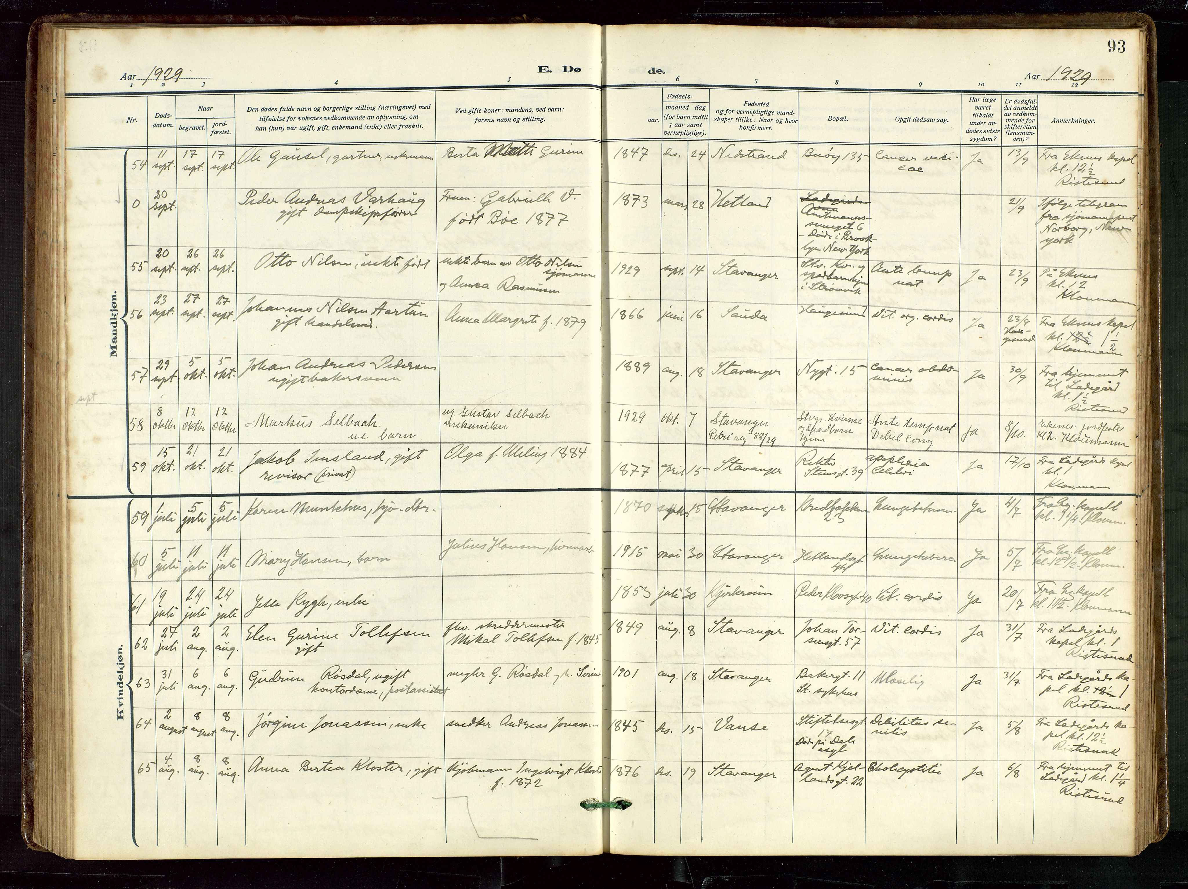 St. Petri sokneprestkontor, AV/SAST-A-101813/002/D/L0003: Parish register (official) no. A 28, 1919-1938, p. 93