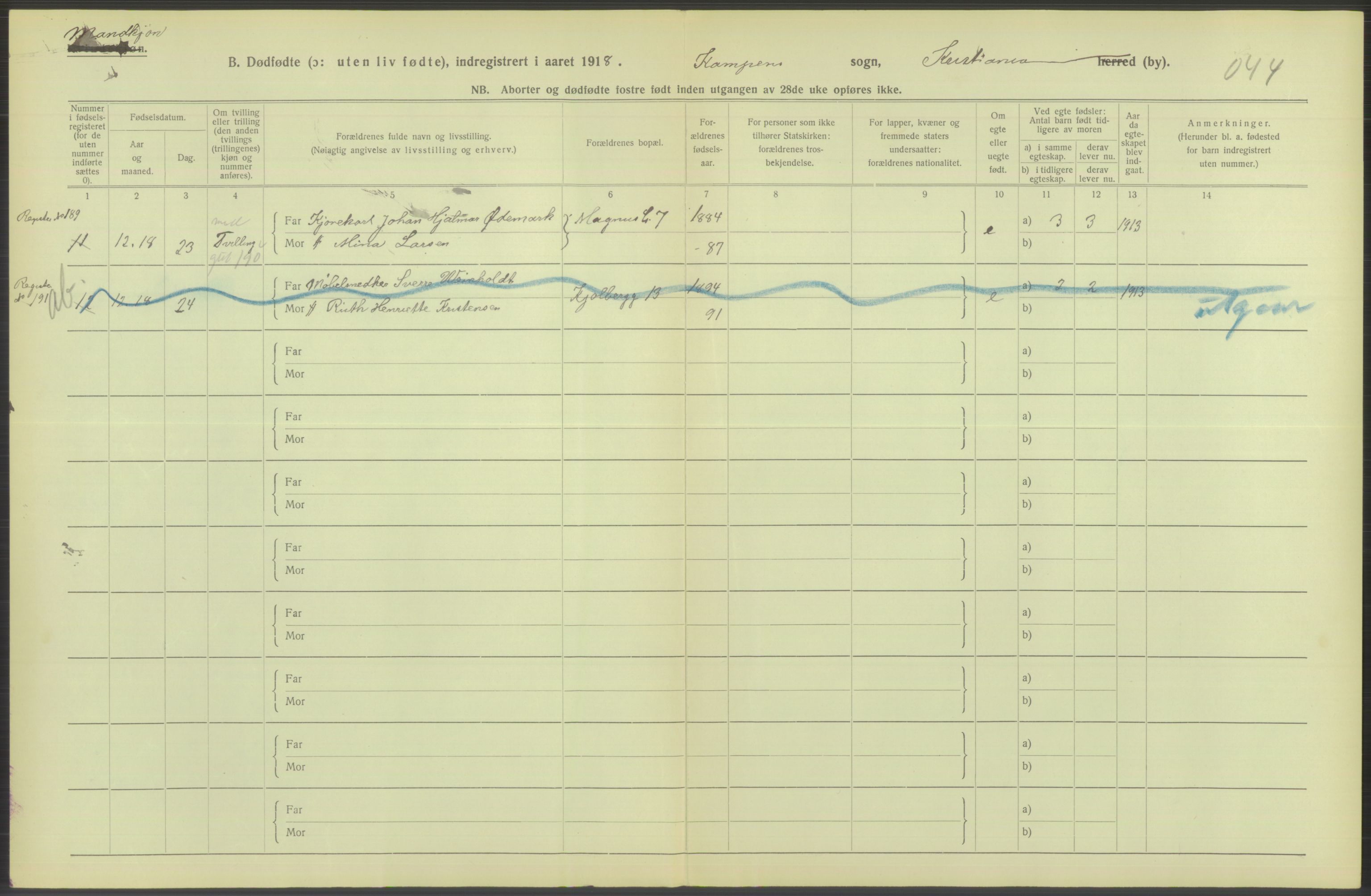 Statistisk sentralbyrå, Sosiodemografiske emner, Befolkning, AV/RA-S-2228/D/Df/Dfb/Dfbh/L0011: Kristiania: Døde, dødfødte, 1918, p. 630