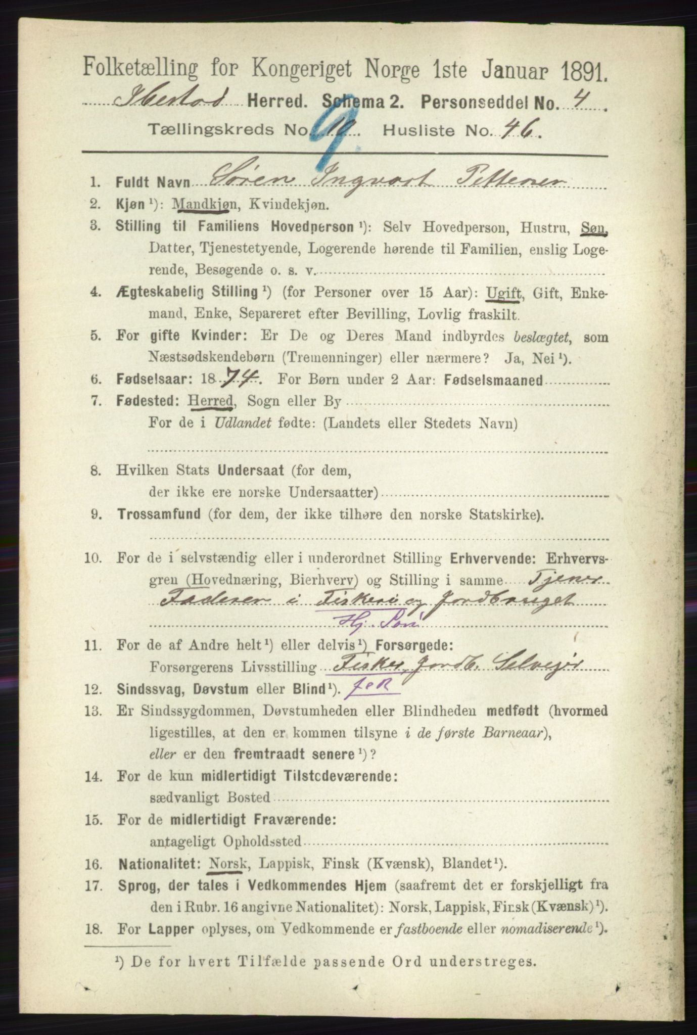 RA, 1891 census for 1917 Ibestad, 1891, p. 6263