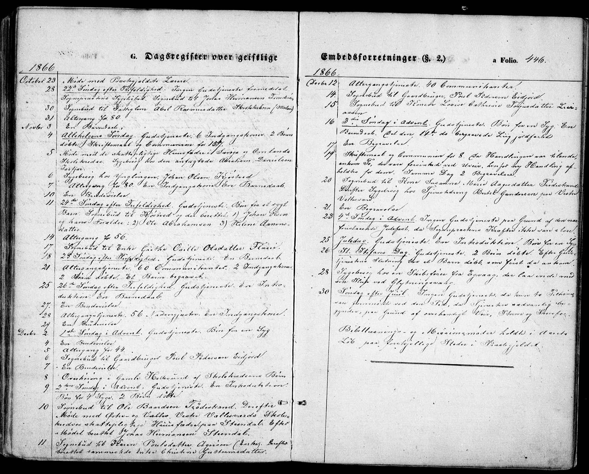 Høvåg sokneprestkontor, SAK/1111-0025/F/Fa/L0004: Parish register (official) no. A 4, 1859-1877, p. 446