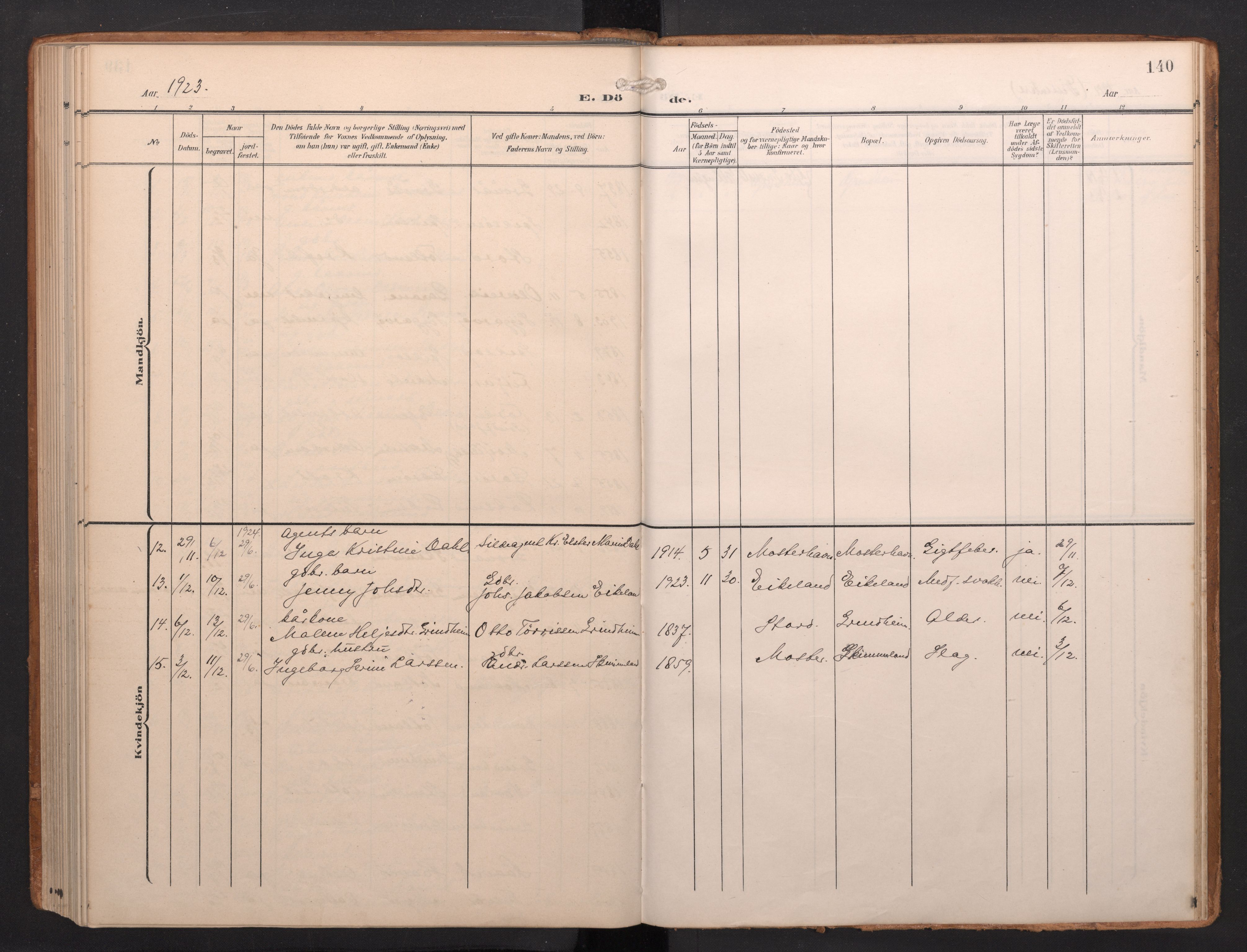 Finnås sokneprestembete, AV/SAB-A-99925/H/Ha/Haa/Haab/L0003: Parish register (official) no. B 3, 1907-1923, p. 140