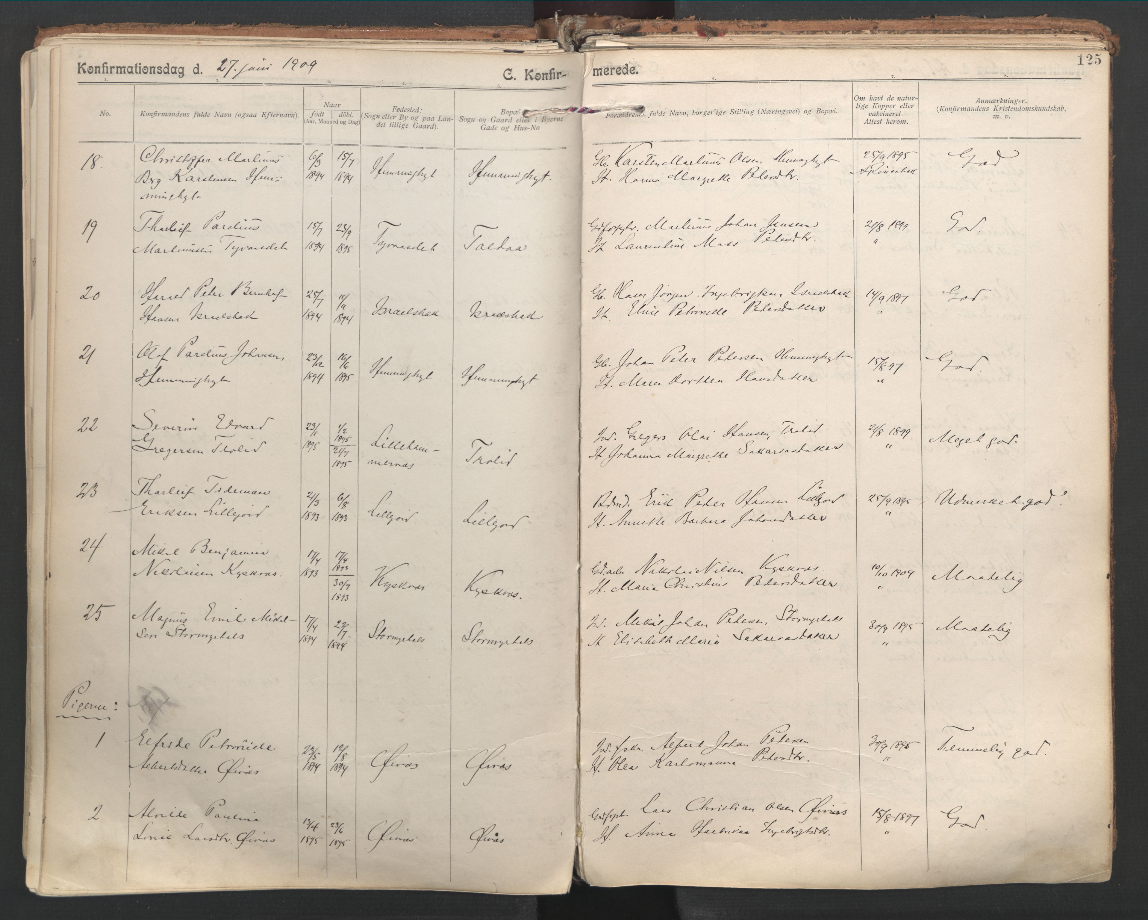 Ministerialprotokoller, klokkerbøker og fødselsregistre - Nordland, SAT/A-1459/846/L0647: Parish register (official) no. 846A05, 1902-1915, p. 125