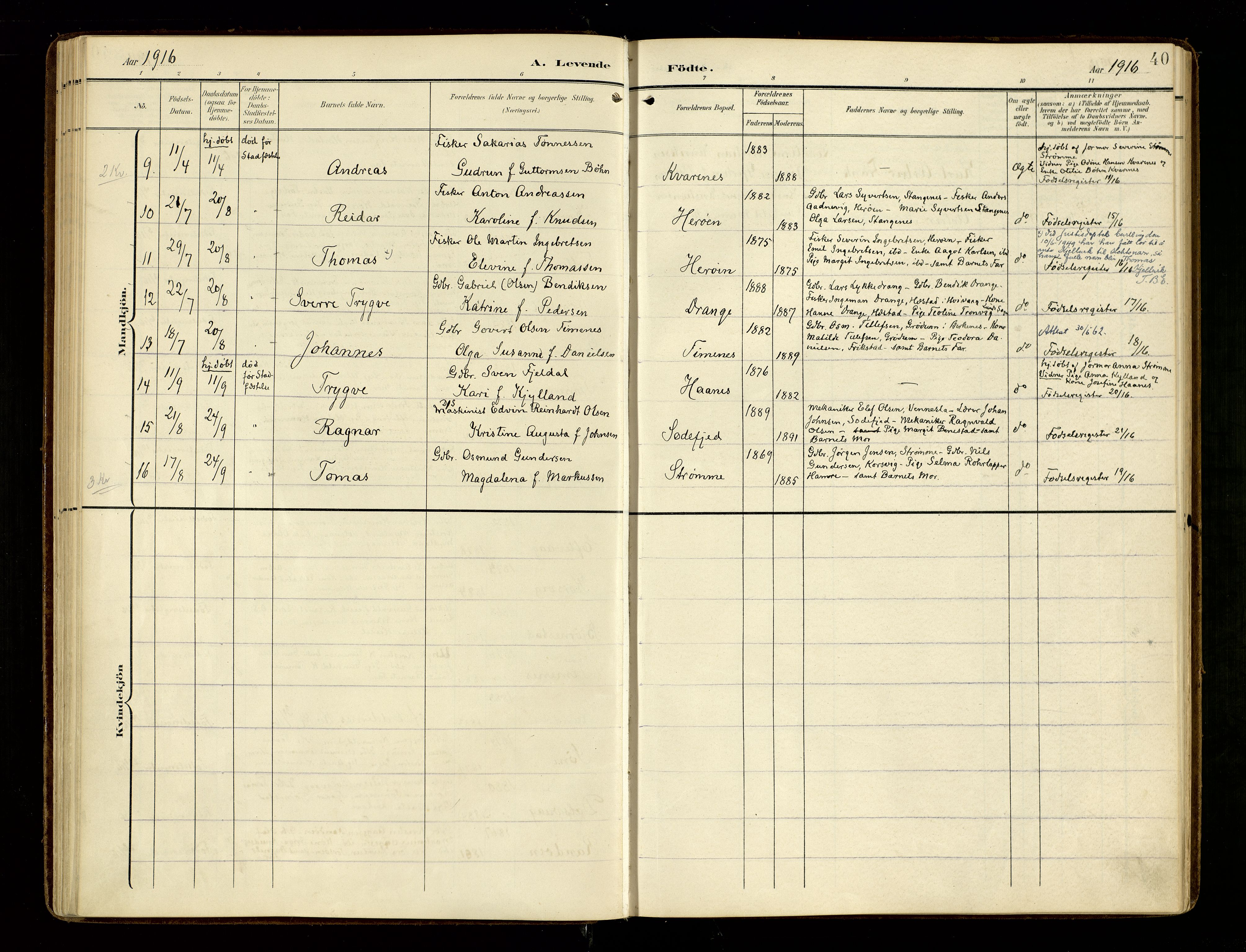 Oddernes sokneprestkontor, AV/SAK-1111-0033/F/Fa/Fab/L0003: Parish register (official) no. A 3, 1903-1916, p. 40