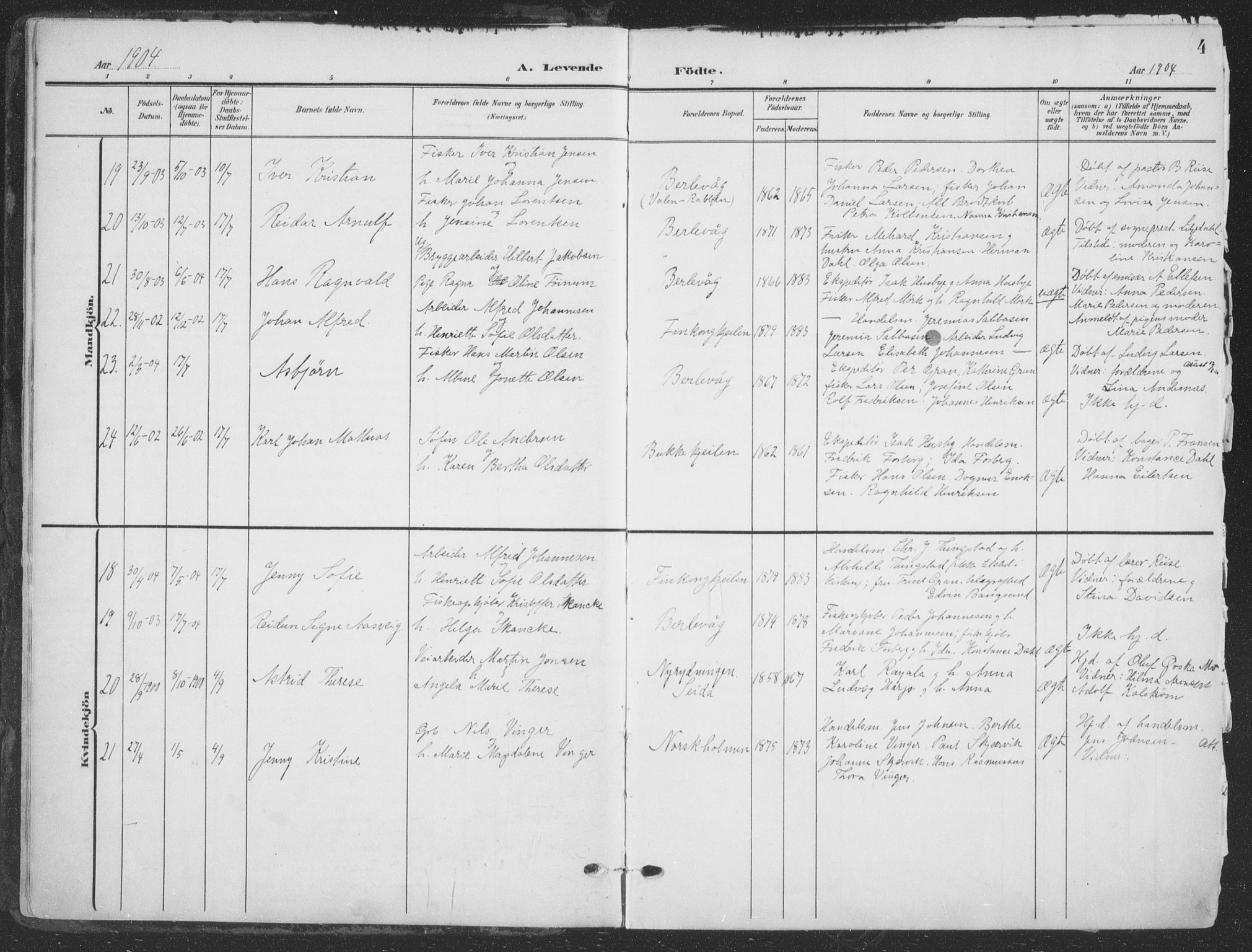 Tana sokneprestkontor, SATØ/S-1334/H/Ha/L0007kirke: Parish register (official) no. 7, 1904-1918, p. 4