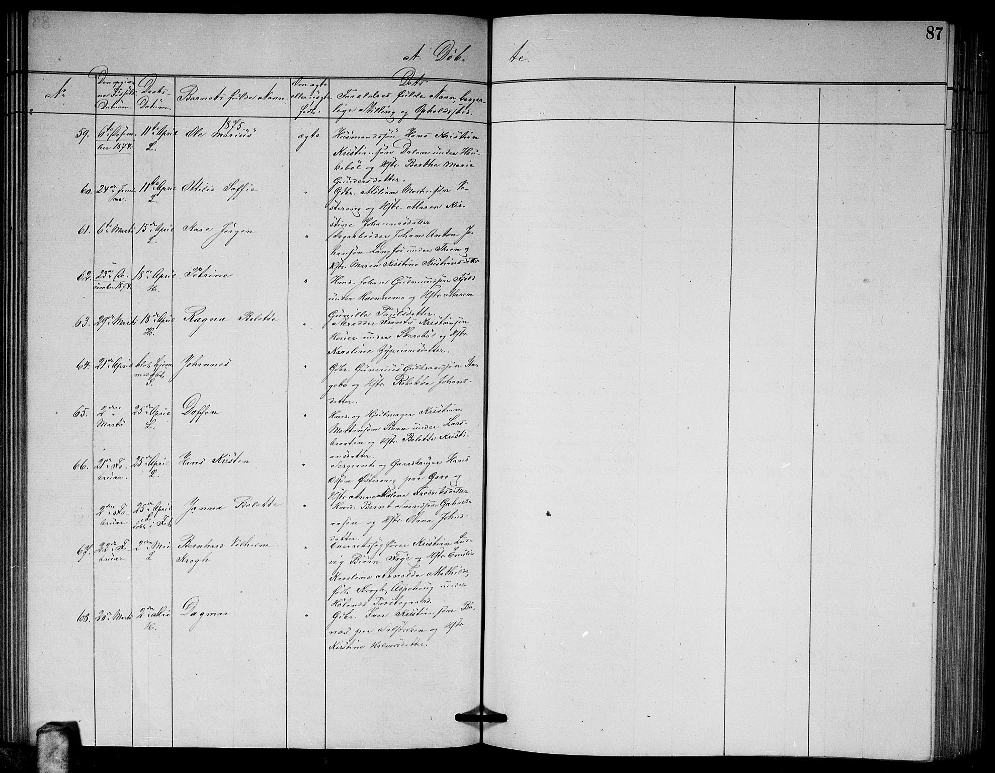 Høland prestekontor Kirkebøker, AV/SAO-A-10346a/G/Ga/L0006: Parish register (copy) no. I 6, 1869-1879, p. 87