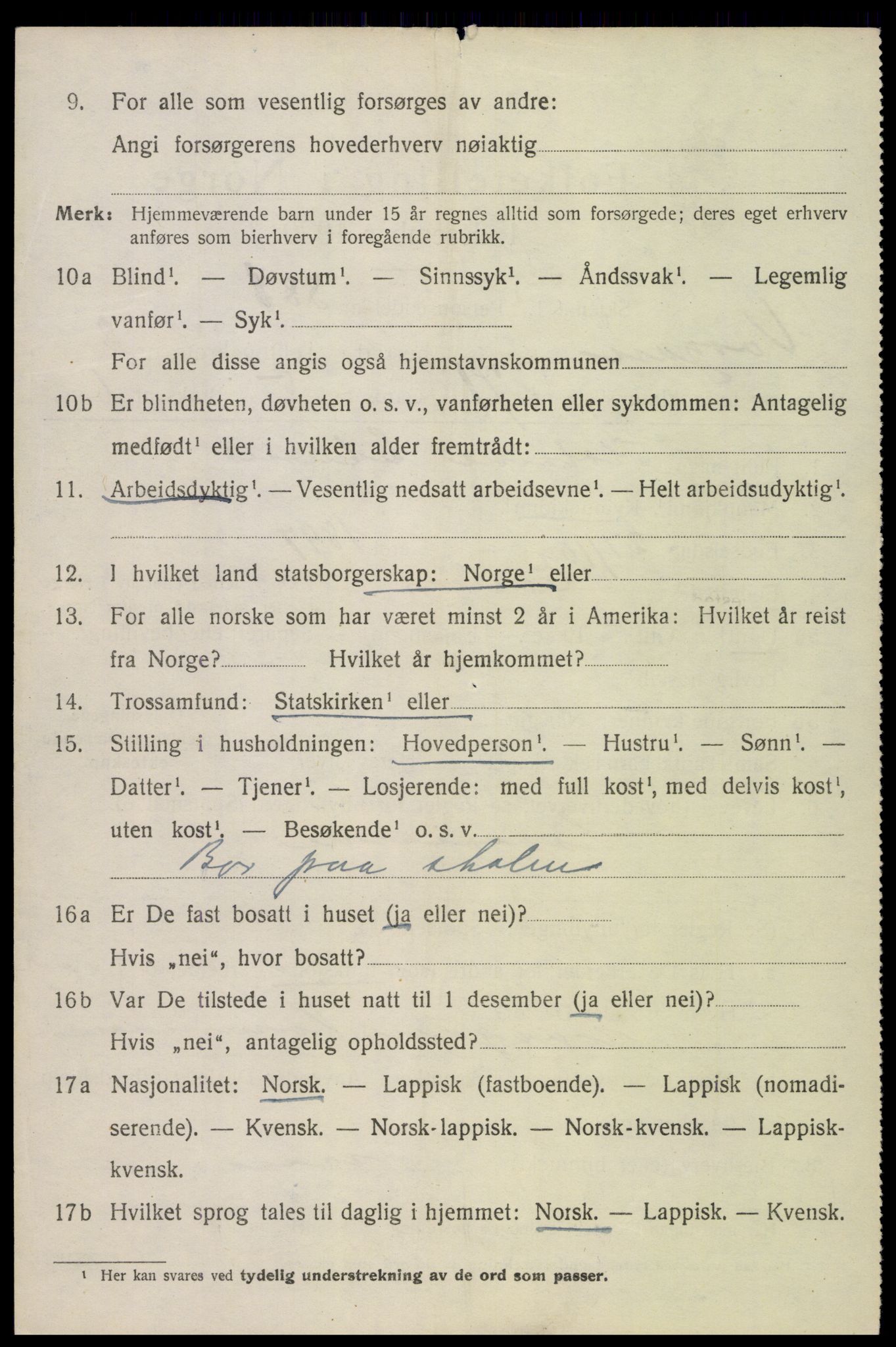 SAT, 1920 census for Vågan, 1920, p. 2566