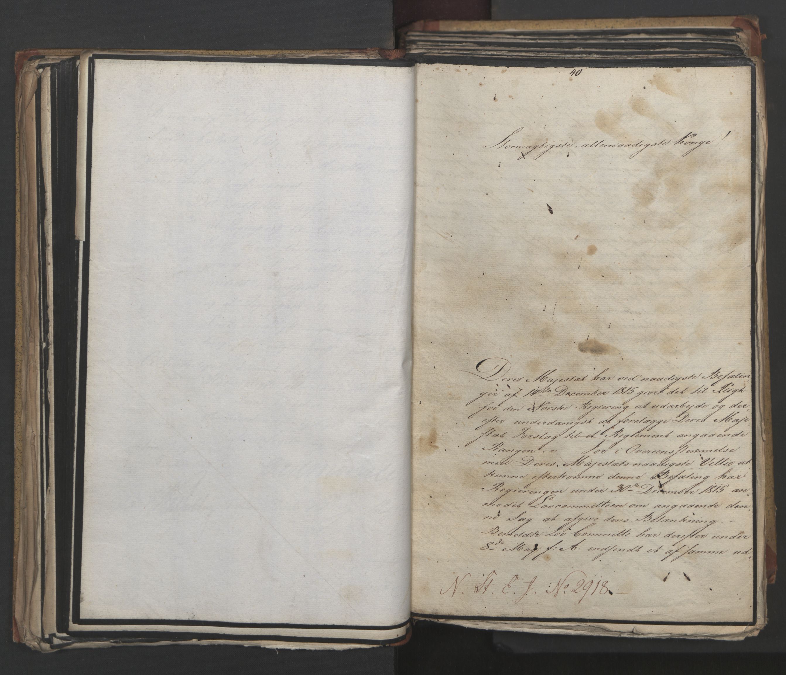 Statsrådsavdelingen i Stockholm, AV/RA-S-1003/D/Da/L0014: Regjeringsinnstillinger nr. 2890-3057, 1818, p. 136