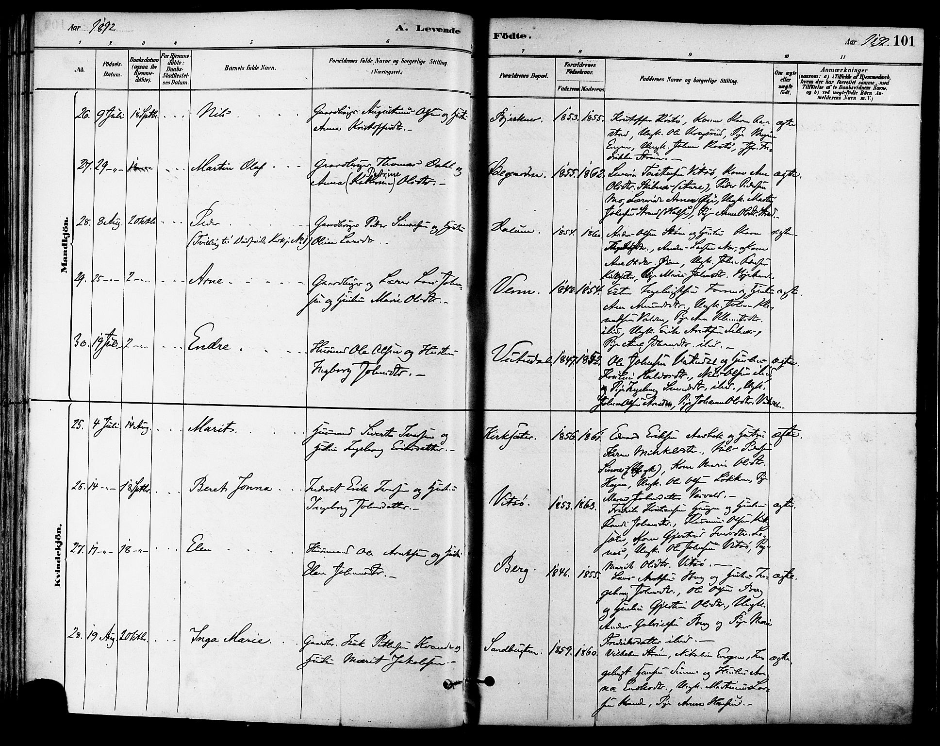 Ministerialprotokoller, klokkerbøker og fødselsregistre - Sør-Trøndelag, AV/SAT-A-1456/630/L0496: Parish register (official) no. 630A09, 1879-1895, p. 101