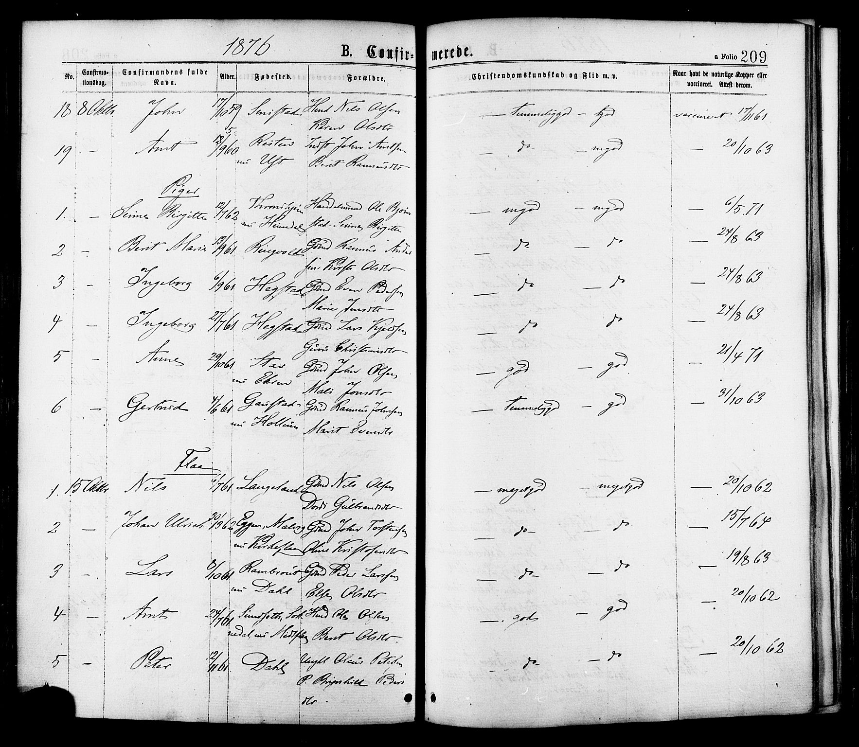 Ministerialprotokoller, klokkerbøker og fødselsregistre - Sør-Trøndelag, SAT/A-1456/691/L1079: Parish register (official) no. 691A11, 1873-1886, p. 209