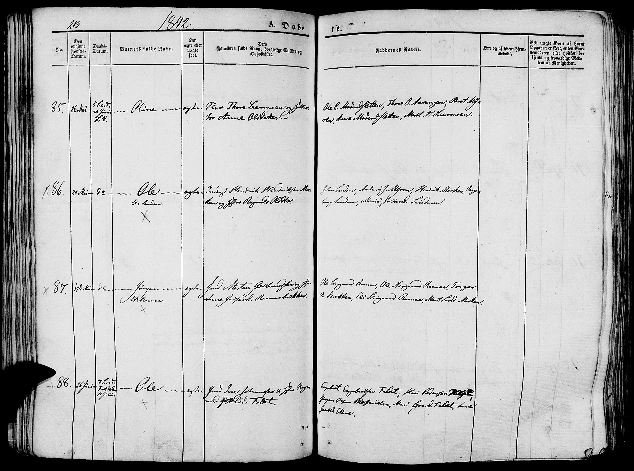 Lesja prestekontor, SAH/PREST-068/H/Ha/Haa/L0005: Parish register (official) no. 5, 1830-1842, p. 213