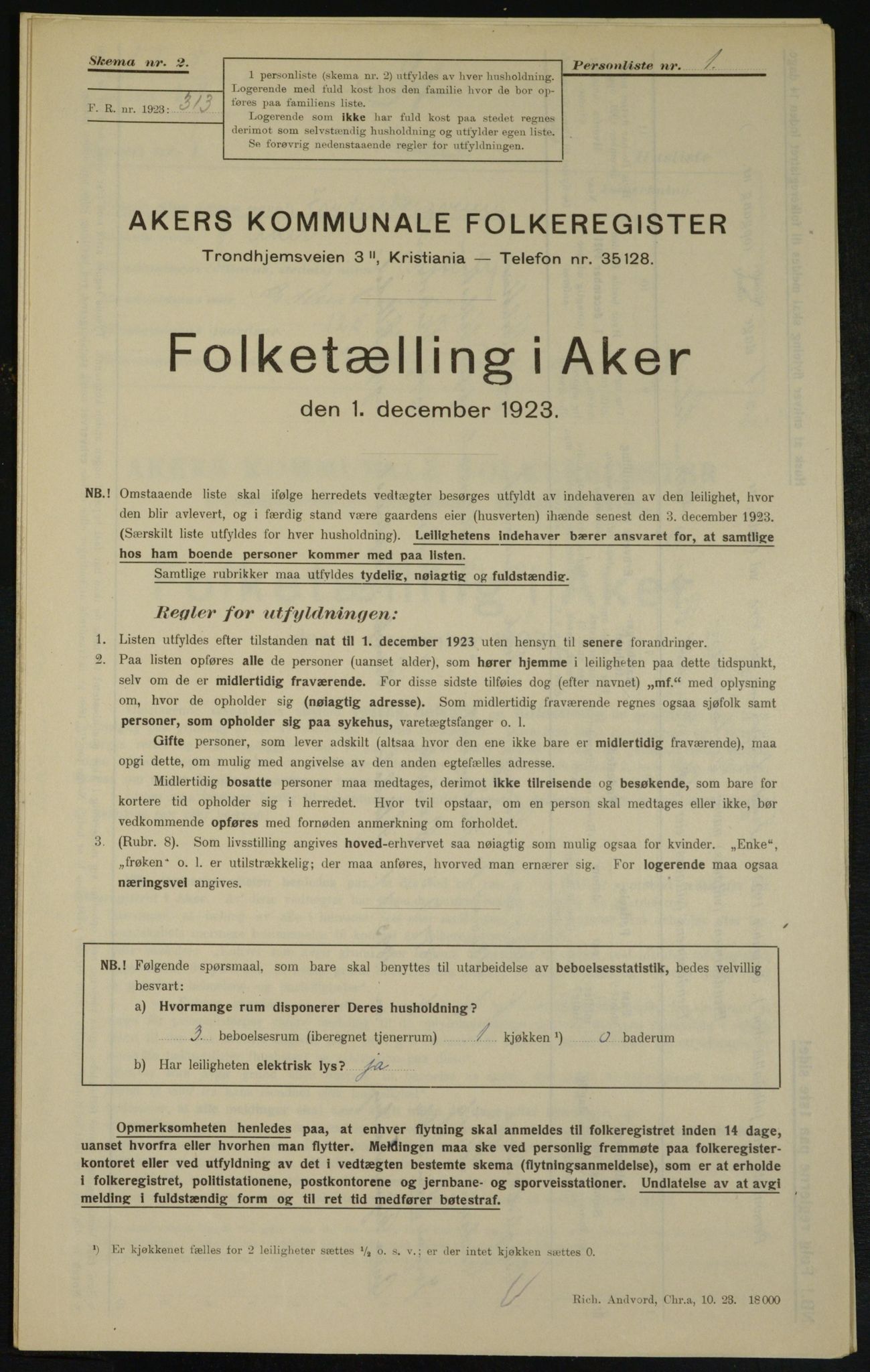 , Municipal Census 1923 for Aker, 1923, p. 24257