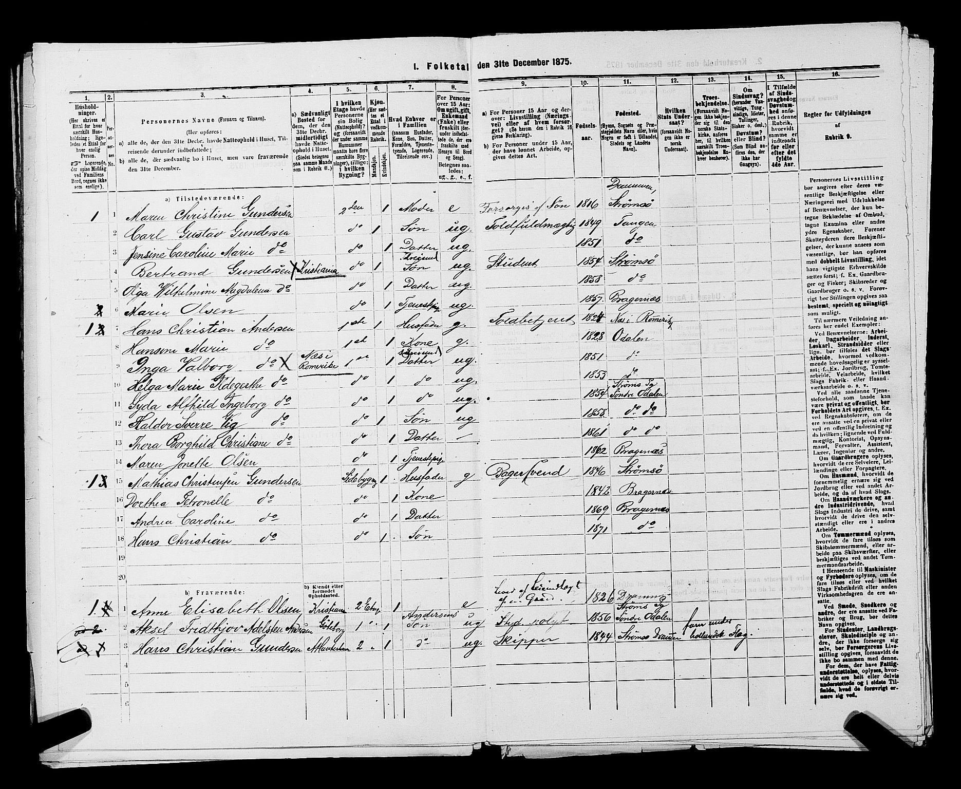 SAKO, 1875 census for 0602 Drammen, 1875, p. 2899