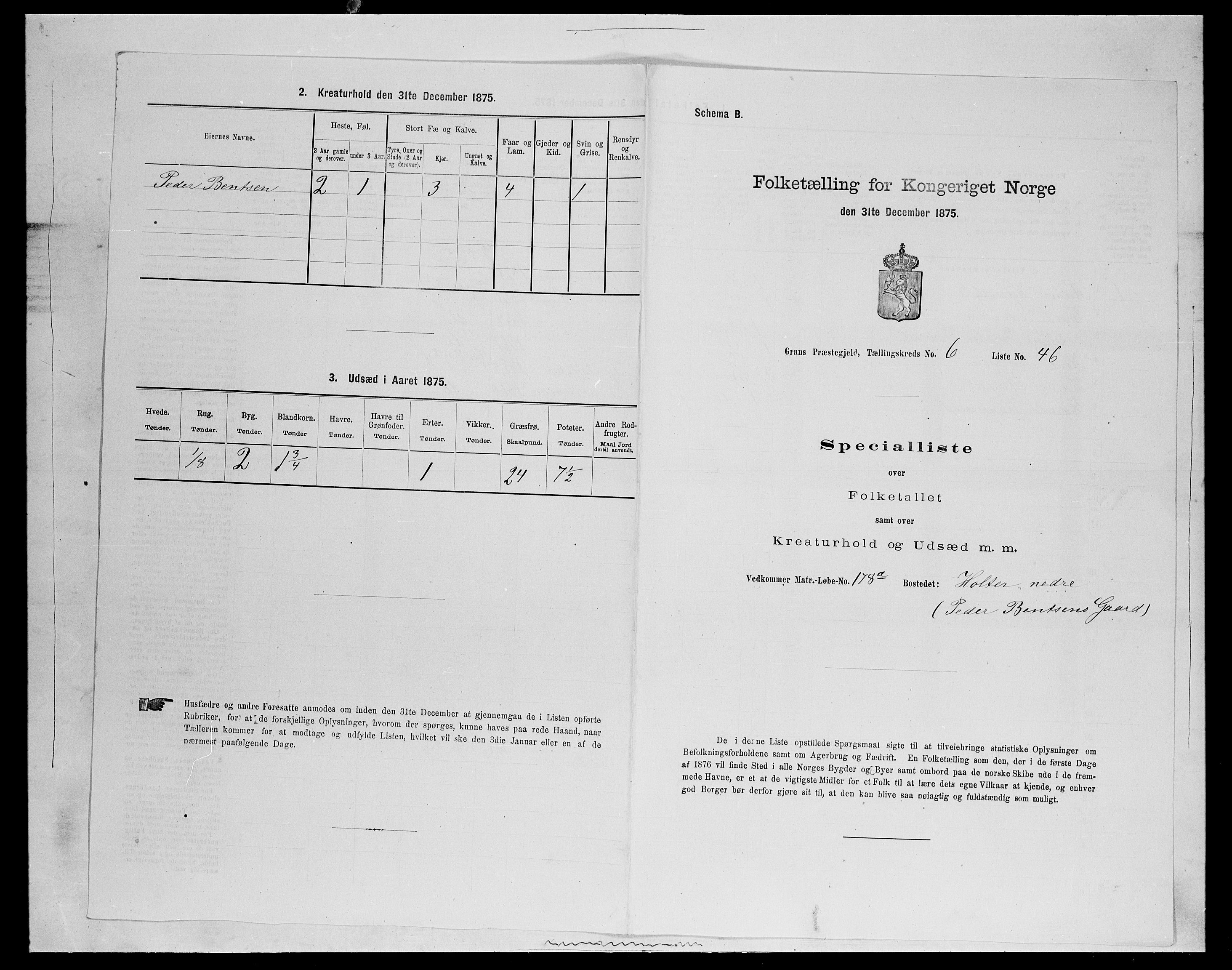 SAH, 1875 census for 0534P Gran, 1875, p. 1111