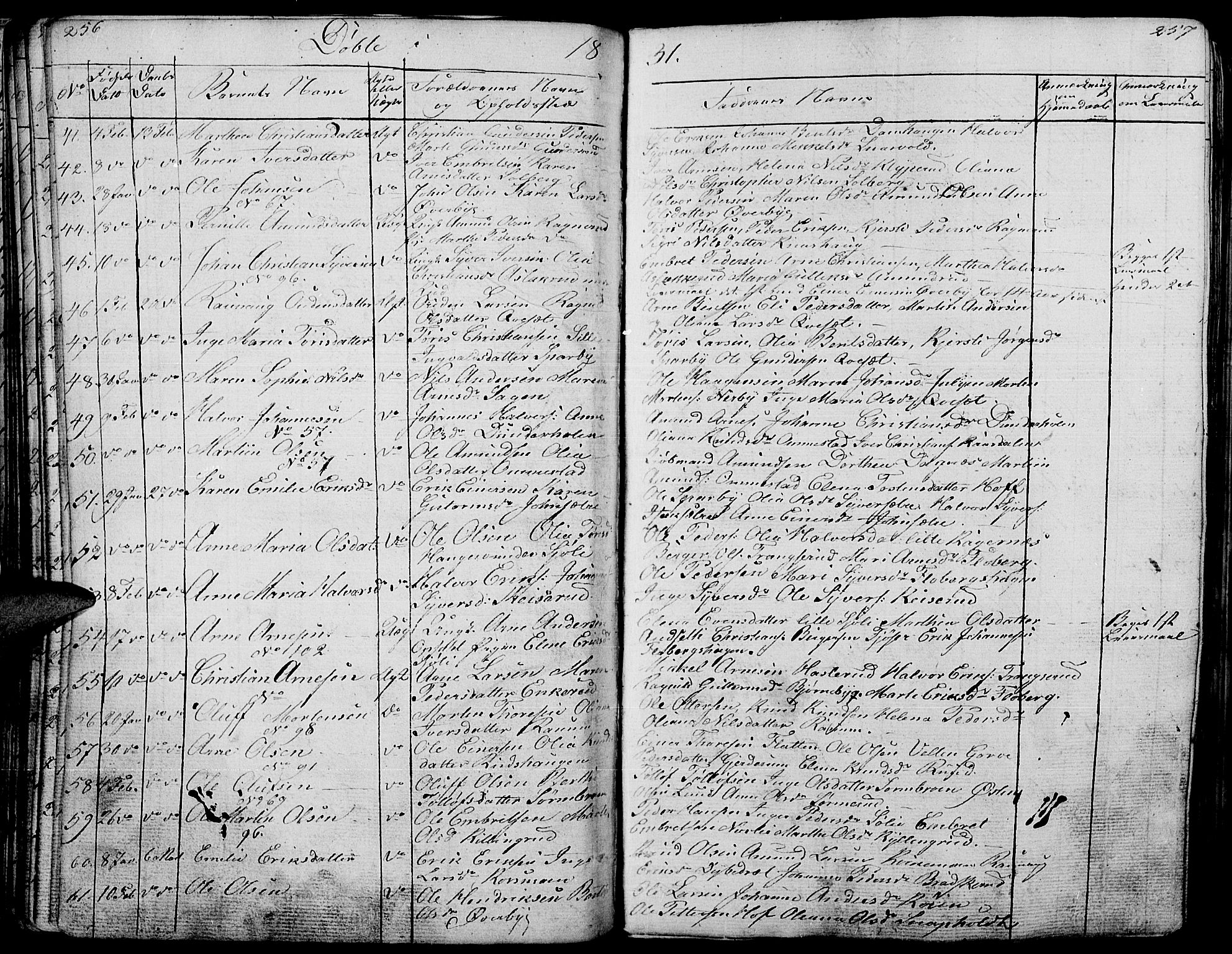 Hof prestekontor, AV/SAH-PREST-038/H/Ha/Haa/L0006: Parish register (official) no. 6, 1822-1841, p. 256-257