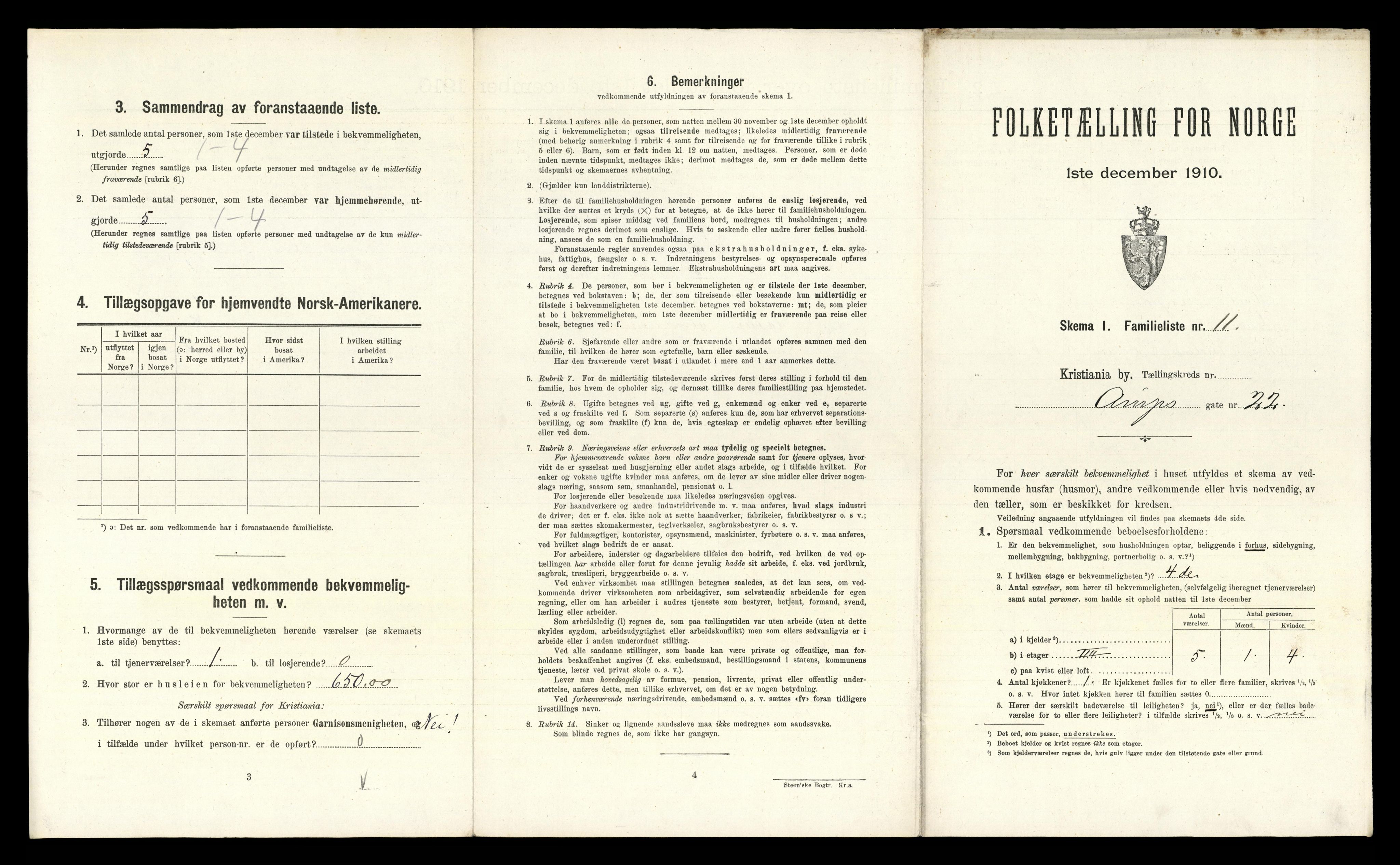 RA, 1910 census for Kristiania, 1910, p. 3505