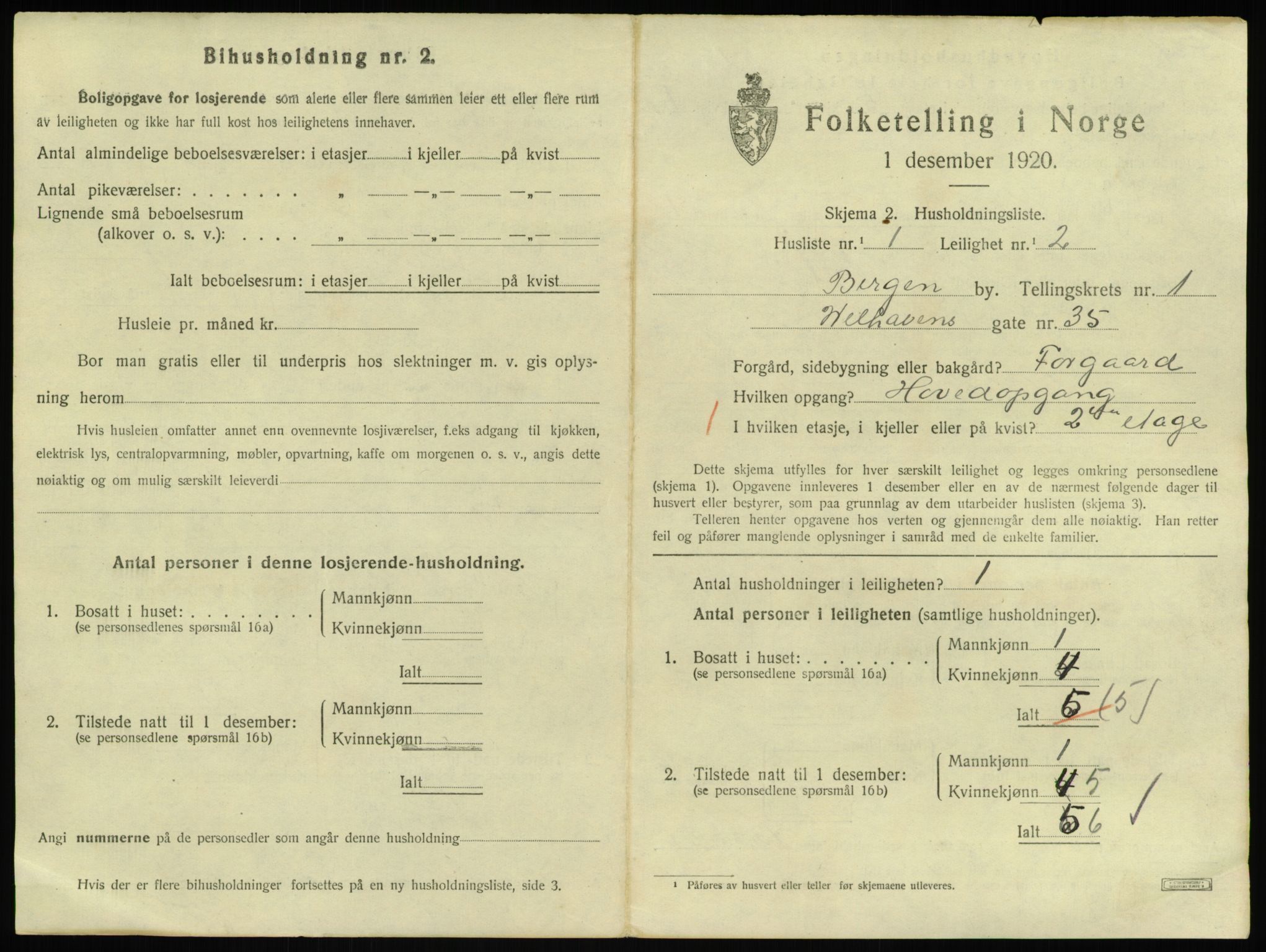 SAB, 1920 census for Bergen, 1920, p. 14271