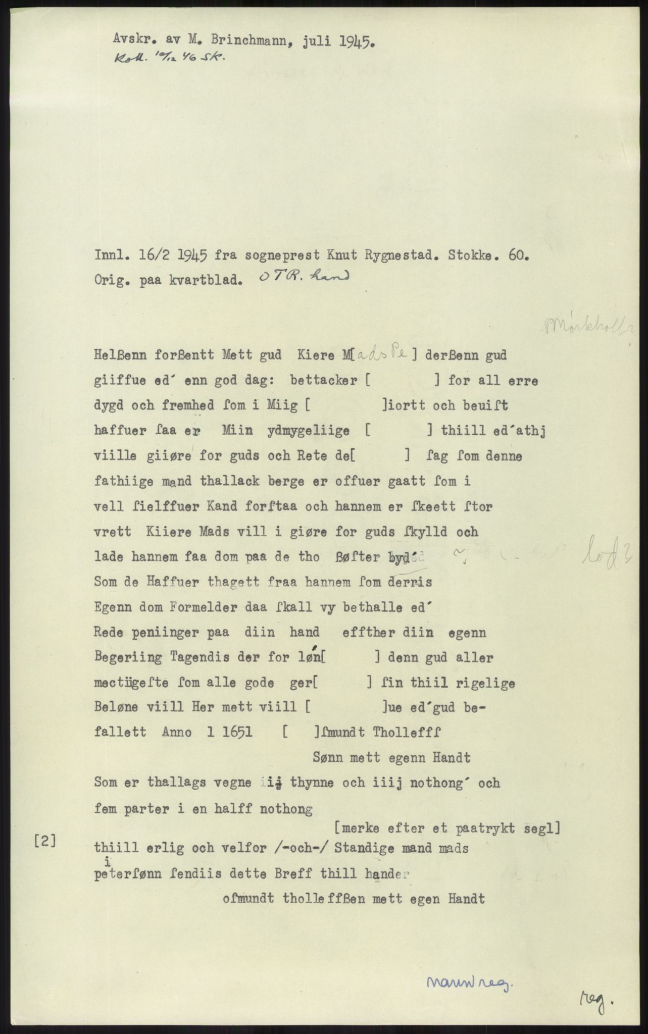 Samlinger til kildeutgivelse, Diplomavskriftsamlingen, AV/RA-EA-4053/H/Ha, p. 1614