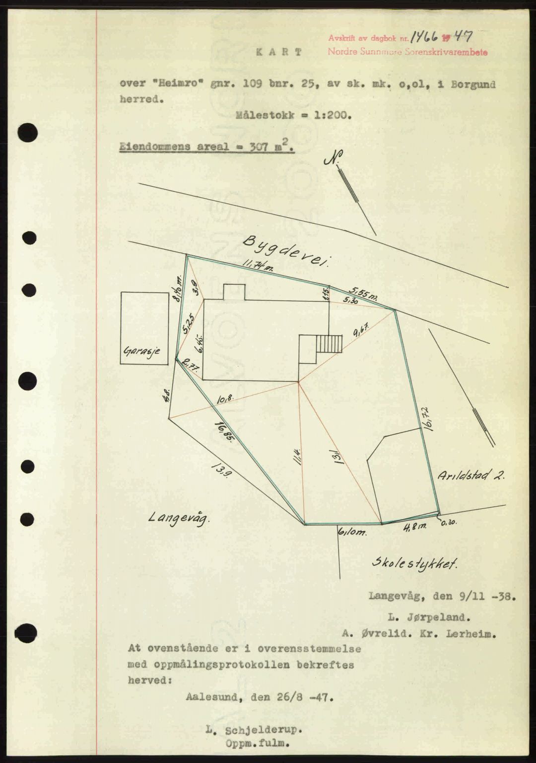 Nordre Sunnmøre sorenskriveri, AV/SAT-A-0006/1/2/2C/2Ca: Mortgage book no. A25, 1947-1947, Diary no: : 1466/1947