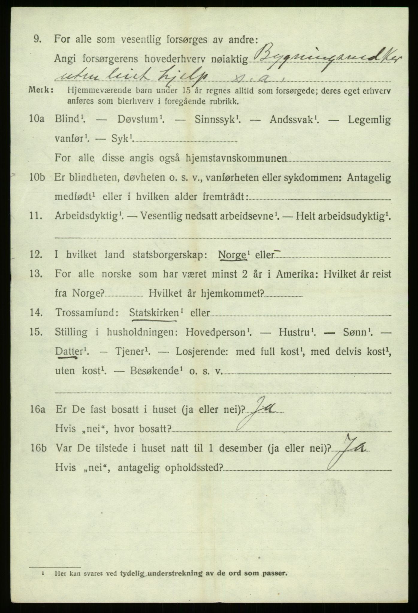 SAB, 1920 census for Jostedal, 1920, p. 577