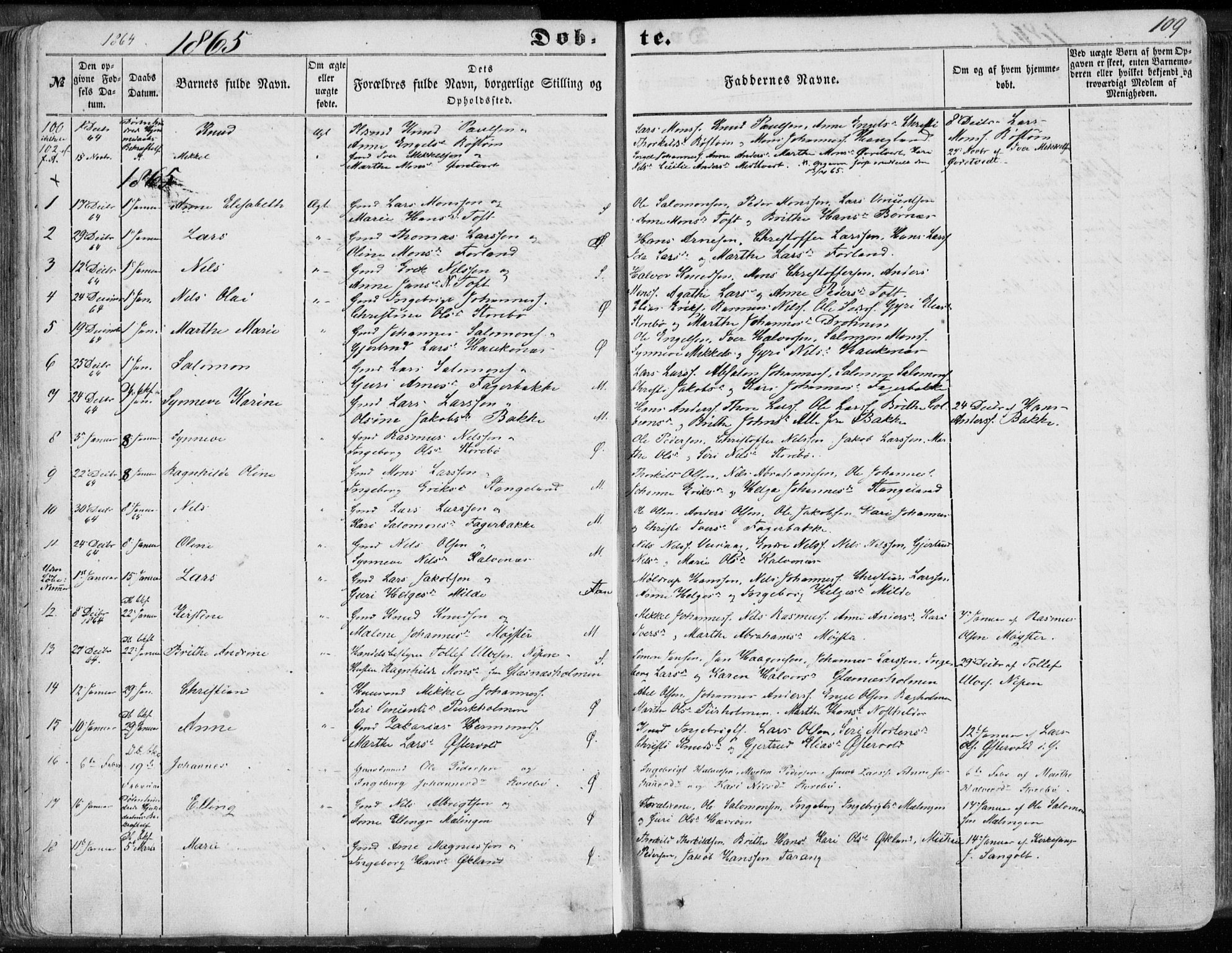 Sund sokneprestembete, SAB/A-99930: Parish register (official) no. A 14, 1850-1866, p. 109