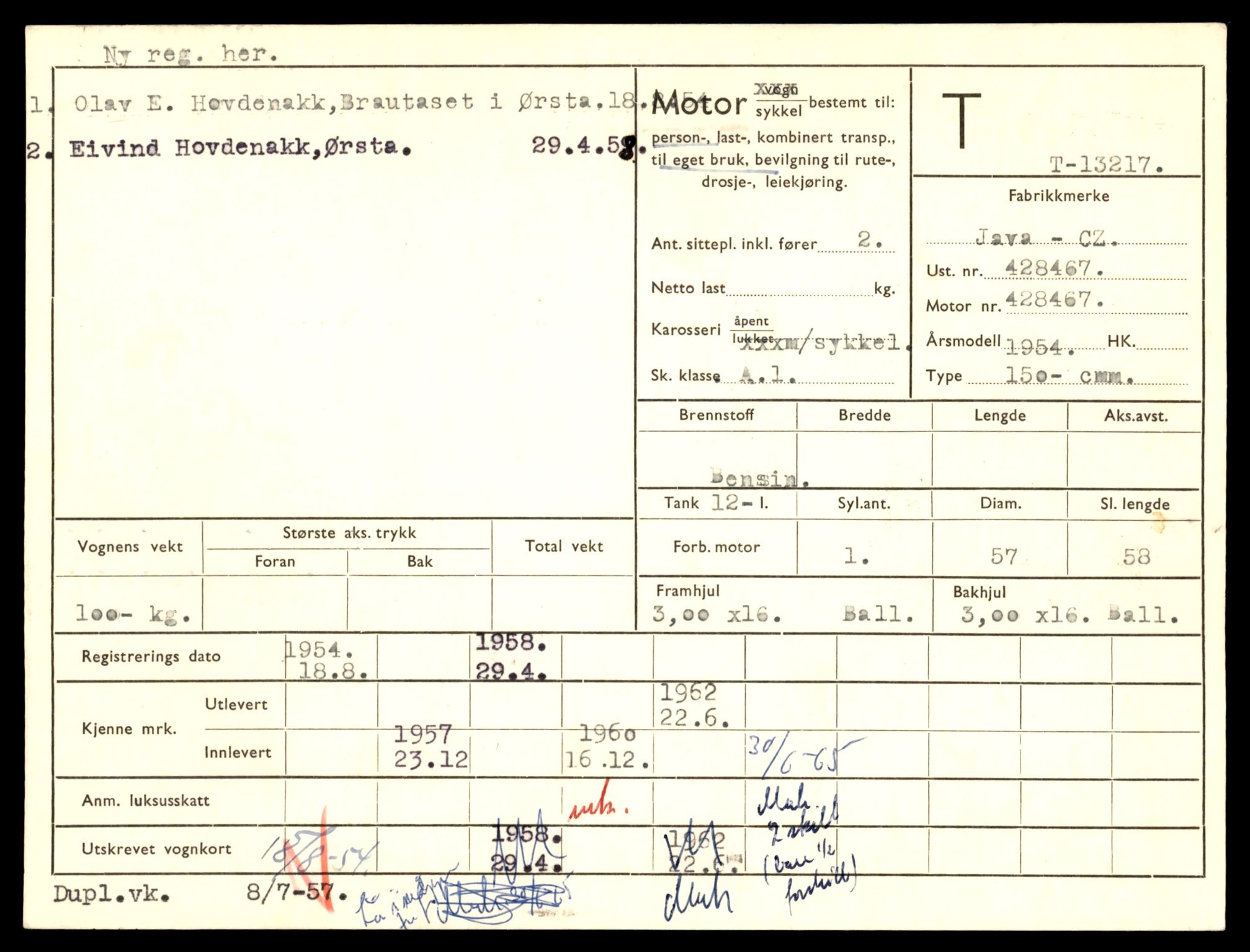 Møre og Romsdal vegkontor - Ålesund trafikkstasjon, AV/SAT-A-4099/F/Fe/L0038: Registreringskort for kjøretøy T 13180 - T 13360, 1927-1998, p. 639
