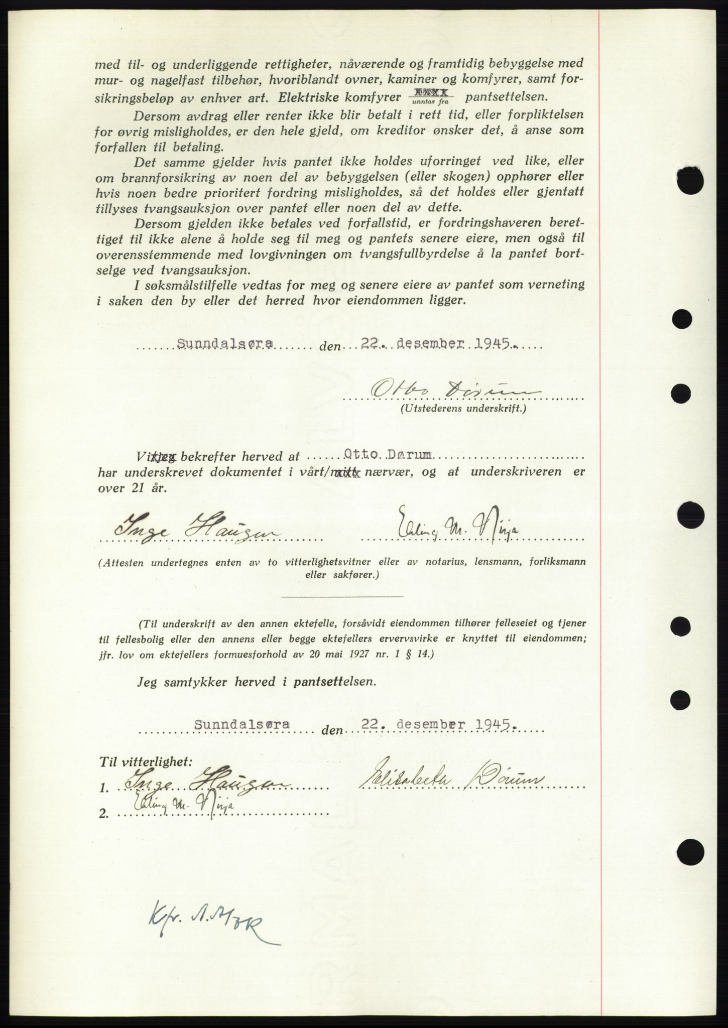 Nordmøre sorenskriveri, AV/SAT-A-4132/1/2/2Ca: Mortgage book no. B93b, 1946-1946, Diary no: : 54/1946