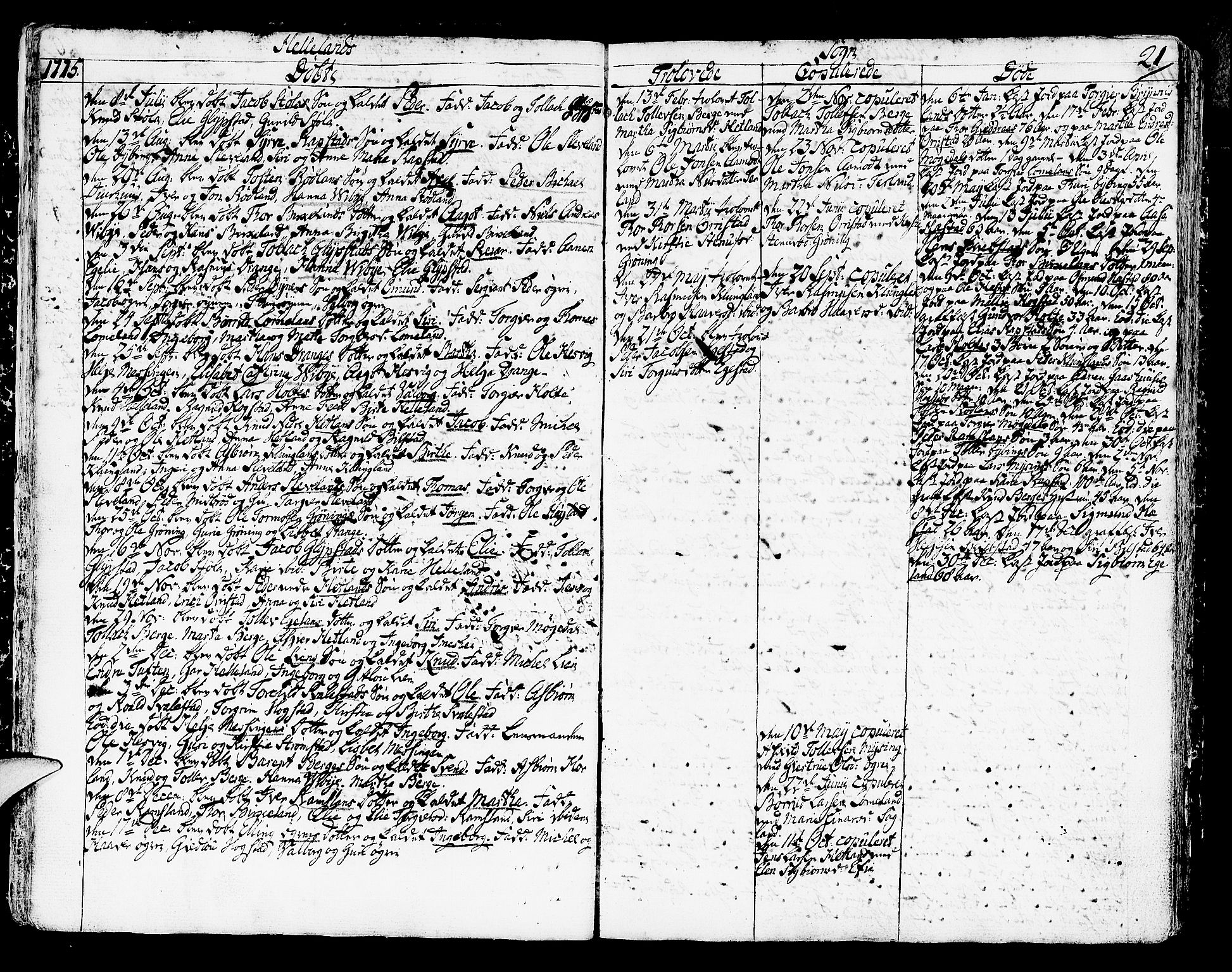 Helleland sokneprestkontor, AV/SAST-A-101810: Parish register (official) no. A 2 /1, 1762-1791, p. 21