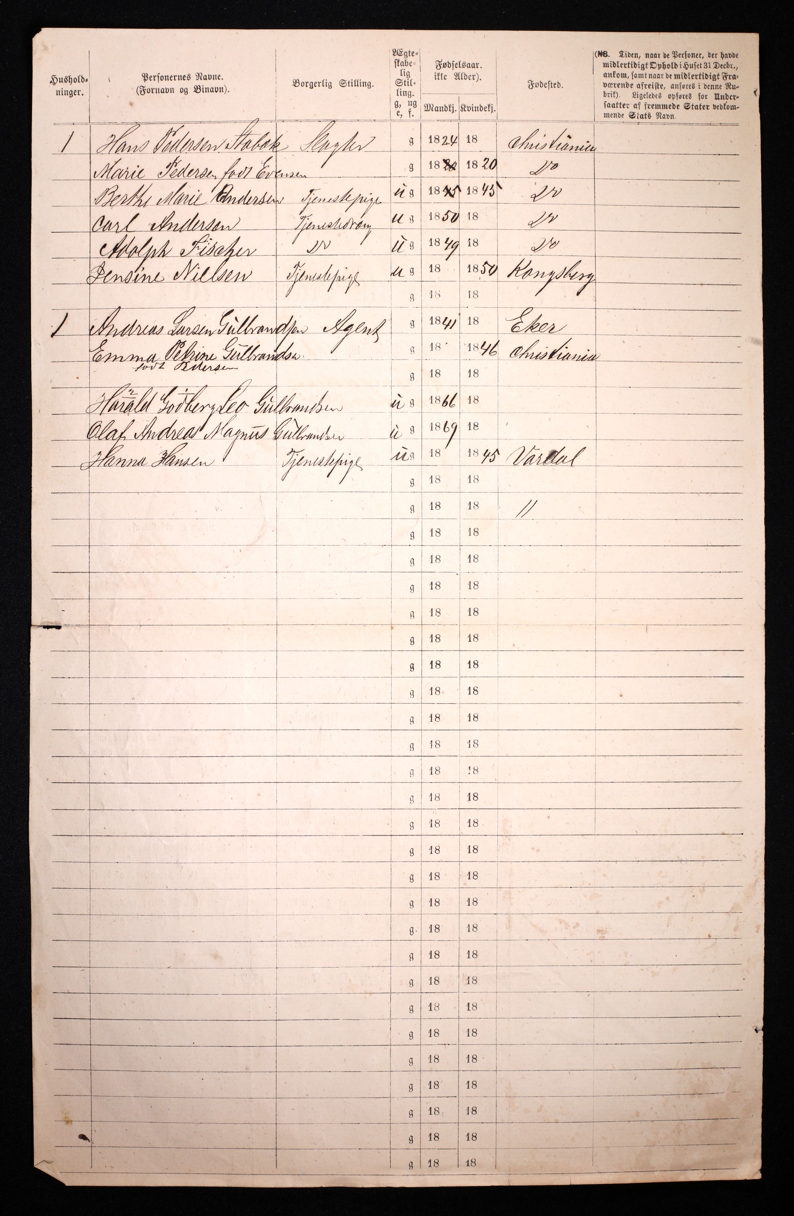 RA, 1870 census for 0301 Kristiania, 1870, p. 4433