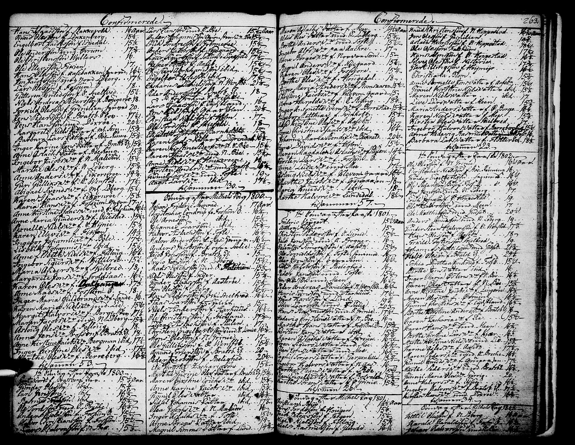 Gjerpen kirkebøker, SAKO/A-265/F/Fa/L0003: Parish register (official) no. I 3, 1796-1814, p. 263