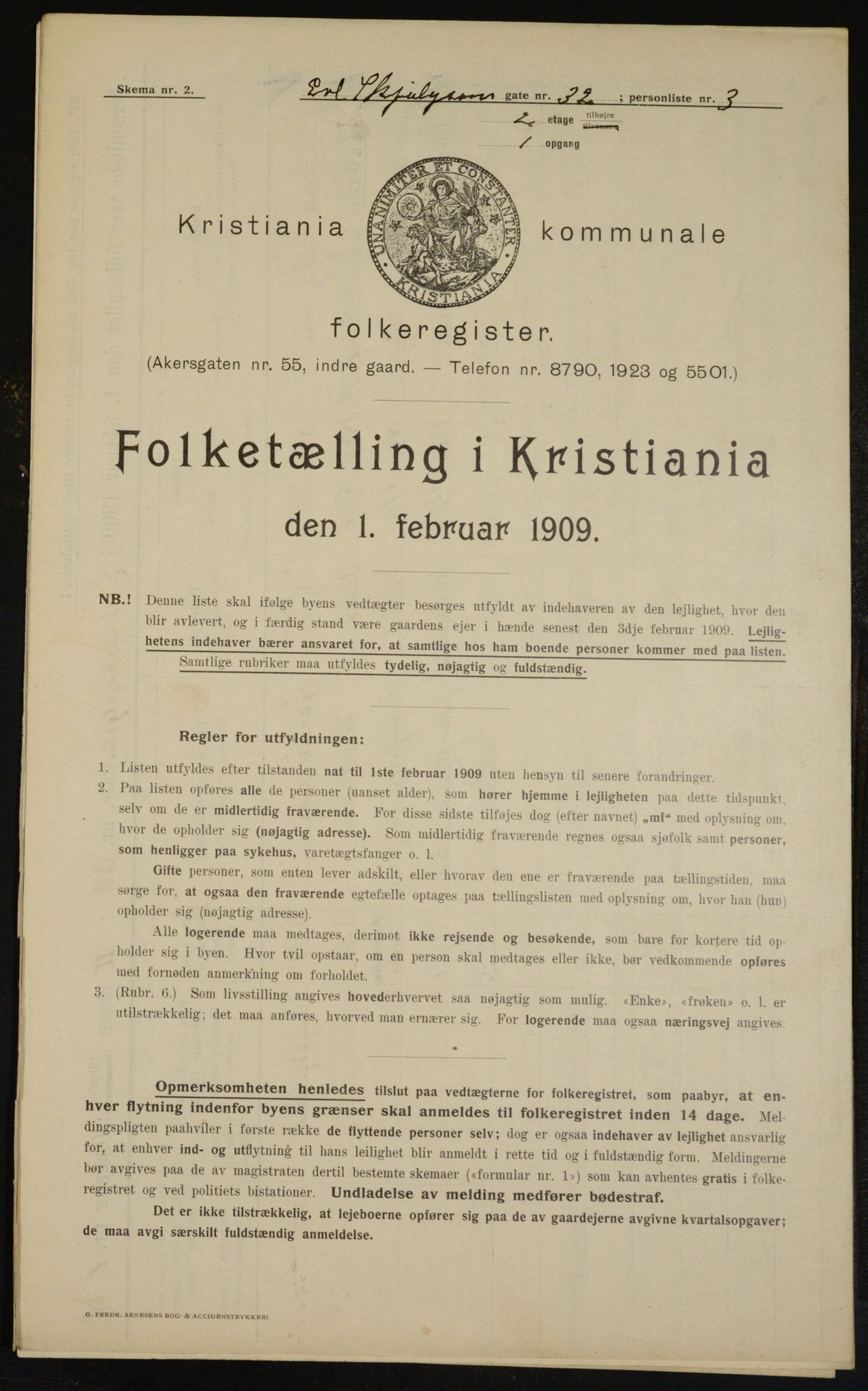 OBA, Municipal Census 1909 for Kristiania, 1909, p. 20168
