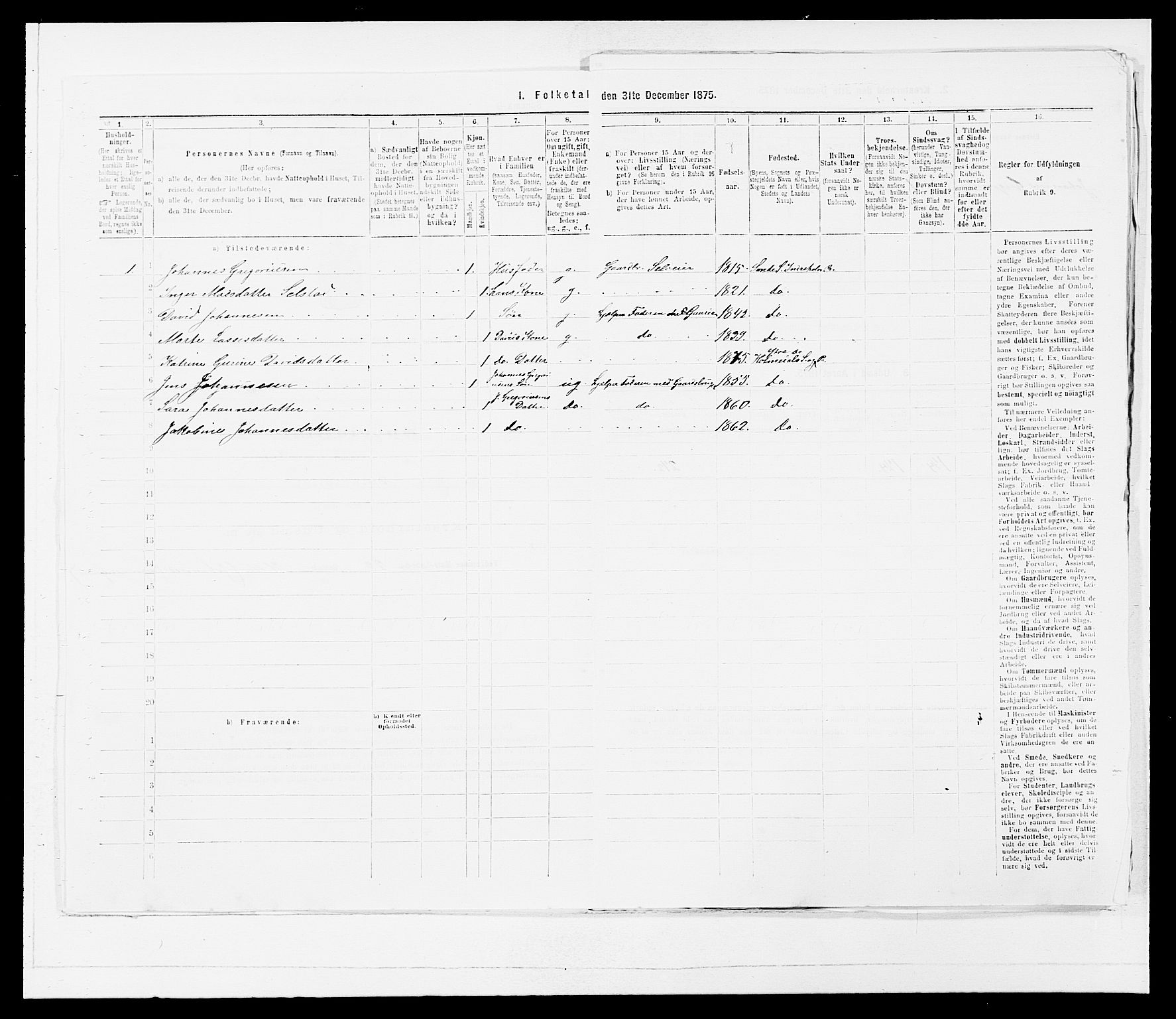 SAB, 1875 census for 1429P Ytre Holmedal, 1875, p. 52