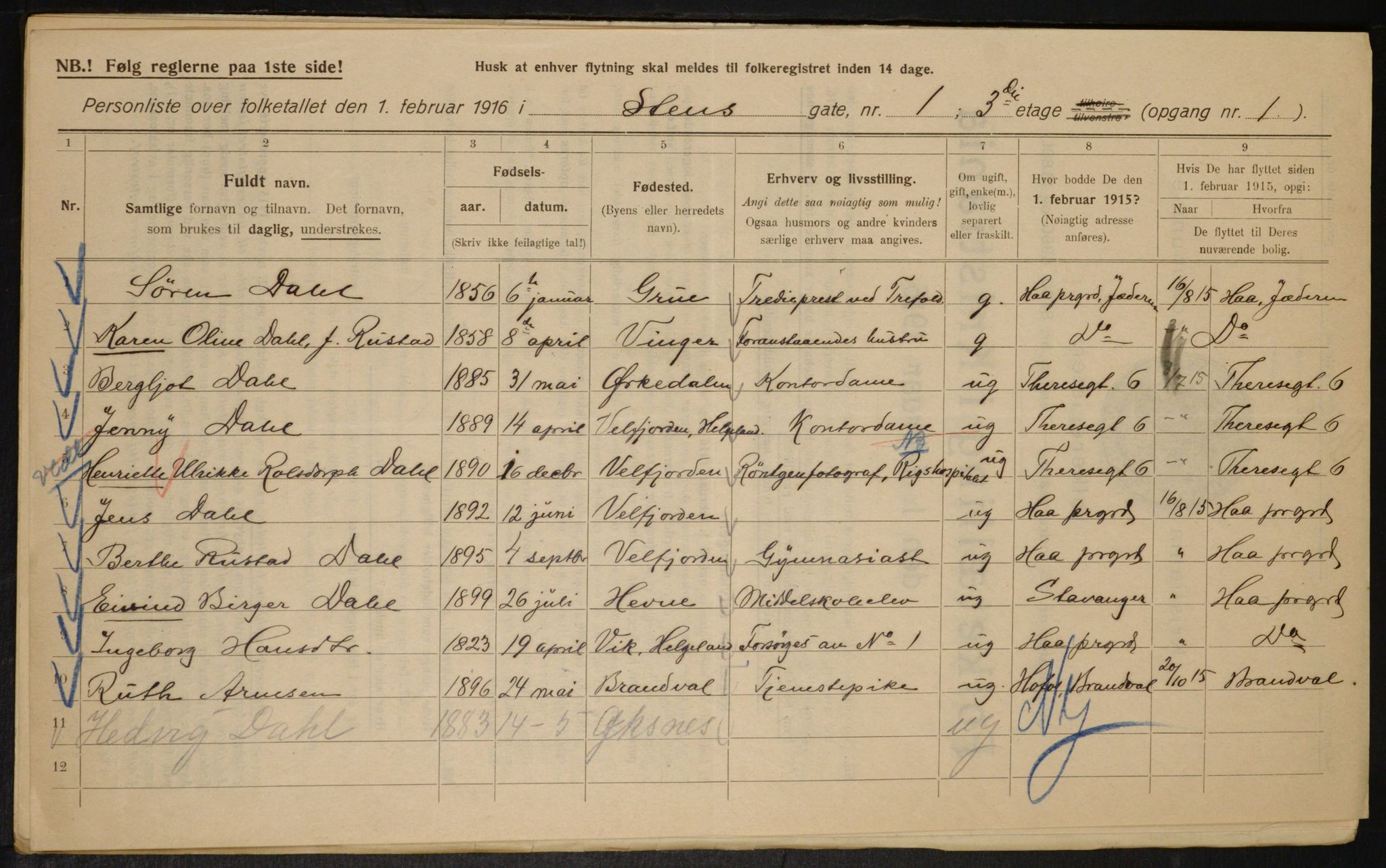 OBA, Municipal Census 1916 for Kristiania, 1916, p. 104459