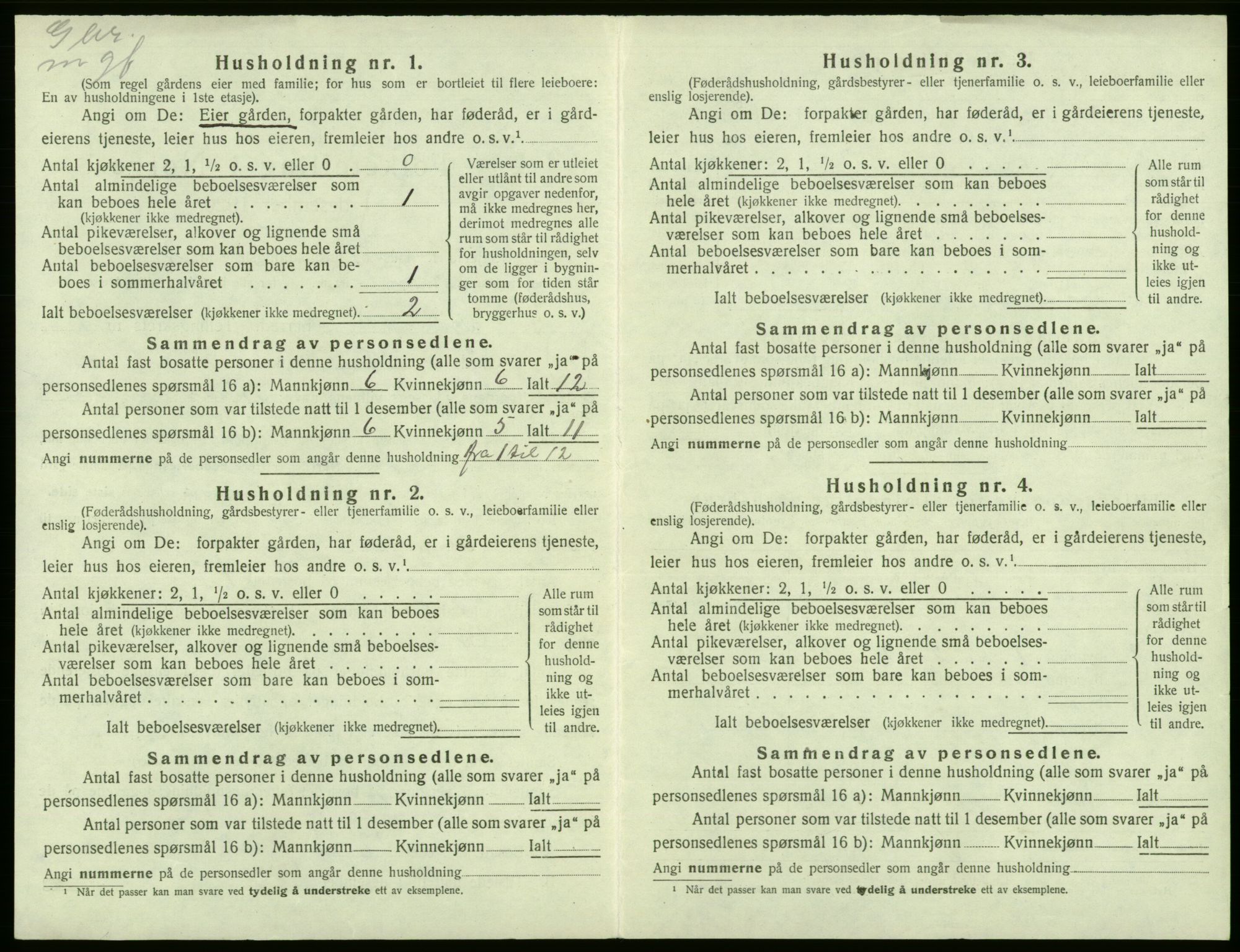 SAB, 1920 census for Tysnes, 1920, p. 61