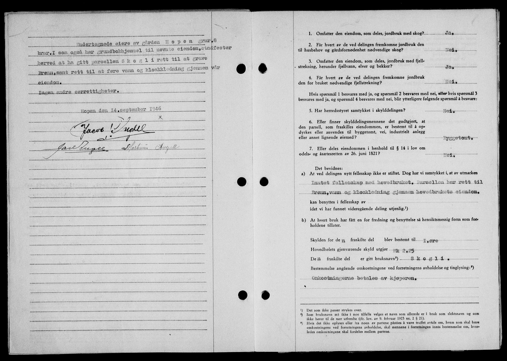 Lofoten sorenskriveri, SAT/A-0017/1/2/2C/L0014a: Mortgage book no. 14a, 1946-1946, Diary no: : 1305/1946